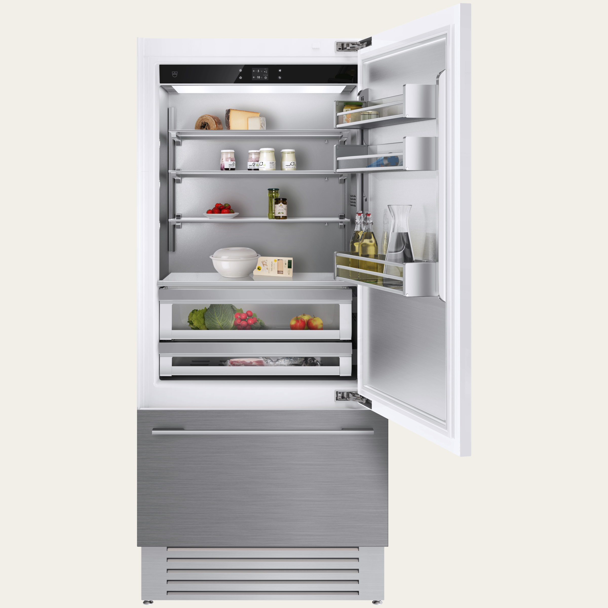 V-ZUG Refrigerator/freezer CombiCooler V6000 Supreme, Standard width: 90 cm, Standard height: 205 cm, Fully integratable, Door hinge: Right, Energy efficiencyrating: F, TouchControl, NoFrost