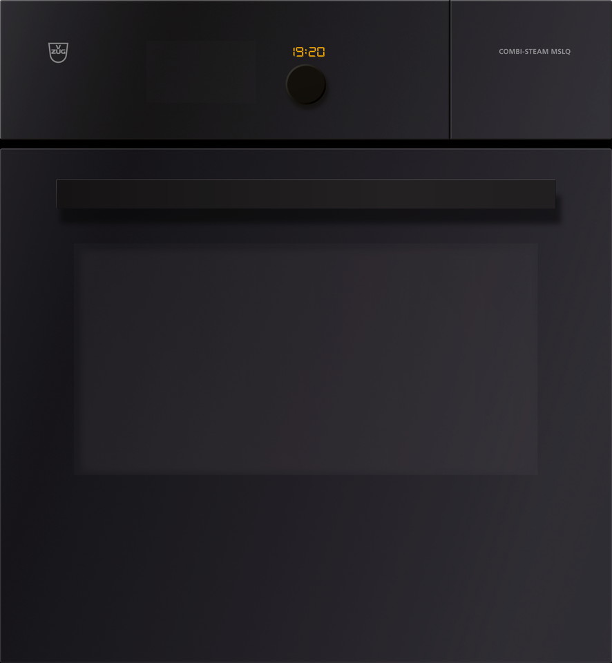 V-ZUG Steam cooker Combi-Steam MSLQ 60, Standard width: 60 cm, Standard height: 60 cm, Black glass, Handle: Nero design handle, TouchControl and adjusting knob, Microwave