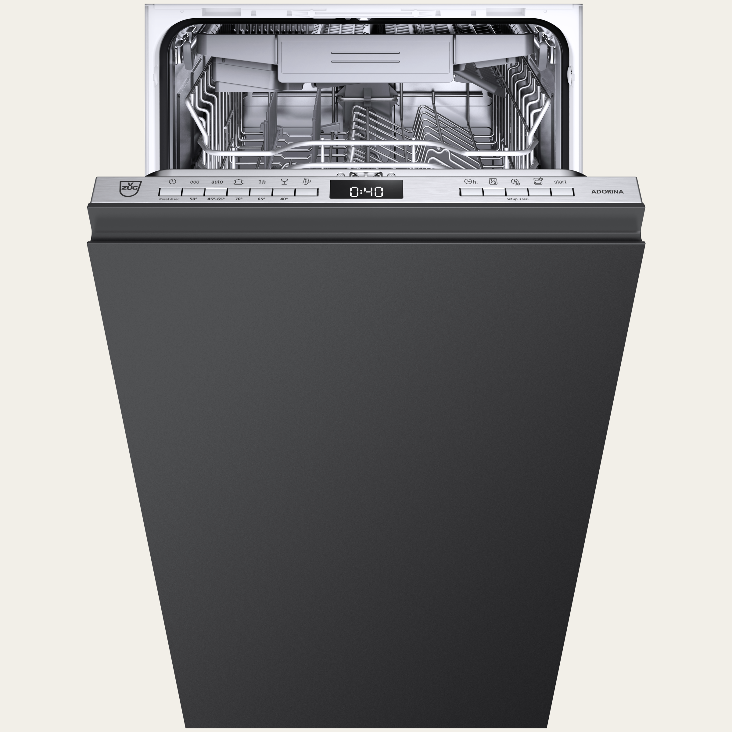 V-ZUG Dishwasher AdorinaDish V600 VS, Standard width: 45 cm, Fully integratable, ergoPlus cutlery drawer,Control panel with LED display