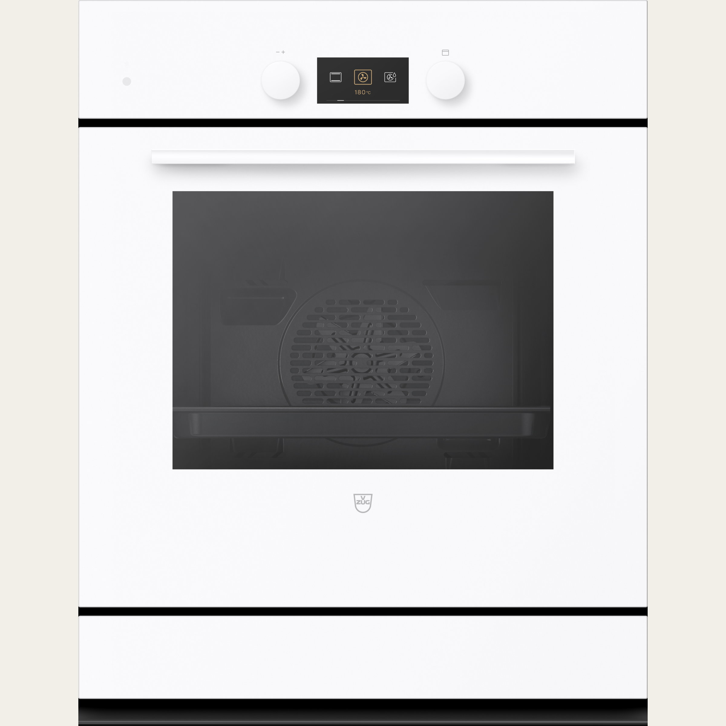 V-ZUG Forno Combair V600 7U, Standard di larghezza: 60 cm, Norma per l'altezza: 76.2 cm, Vetro bianco, bianco, Installazione nell’armadio inferiore, interruttore girevole, V-ZUG-Home, Cassetto riscaldabile dell'apparecchio, 400V