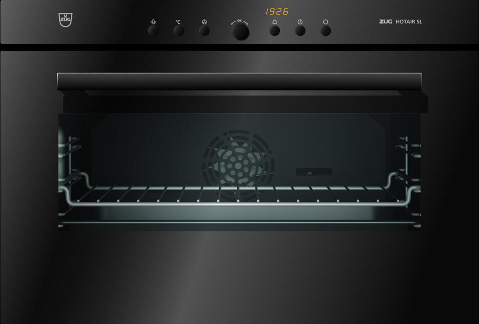 V-ZUG Backofen Hotair SL, Breite 55 cm, Design Spiegelglas, Designgriff Nero, 230V