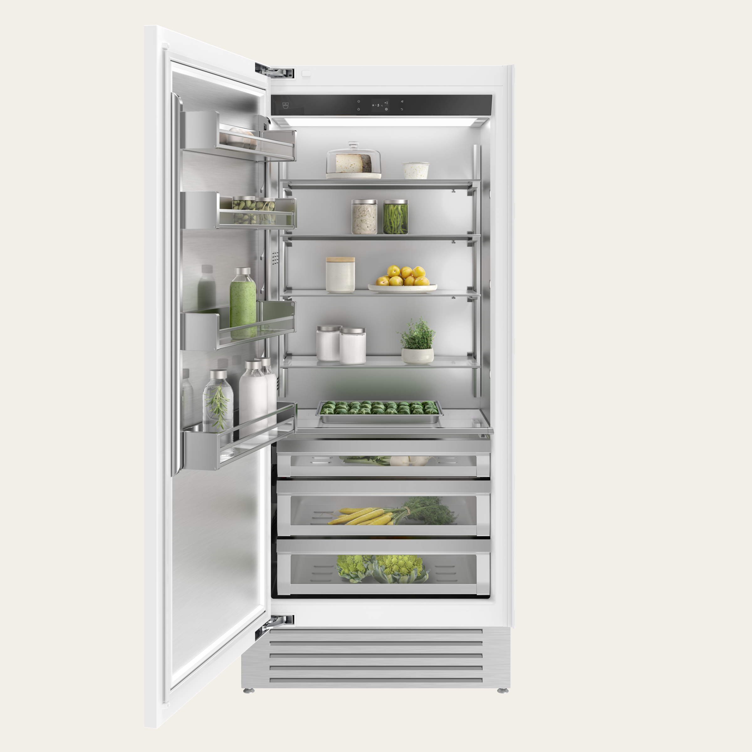 V-ZUG Refrigerator/freezer Cooler V6000 90 Supreme, Standard width: 90 cm,Standard height: 205 cm, Fully integratable, Door hinge: Left,Energyefficiency rating: E, TouchControl