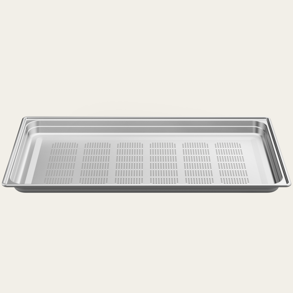 Stainless steel tray perforated, 629 x 370 x 28 mm