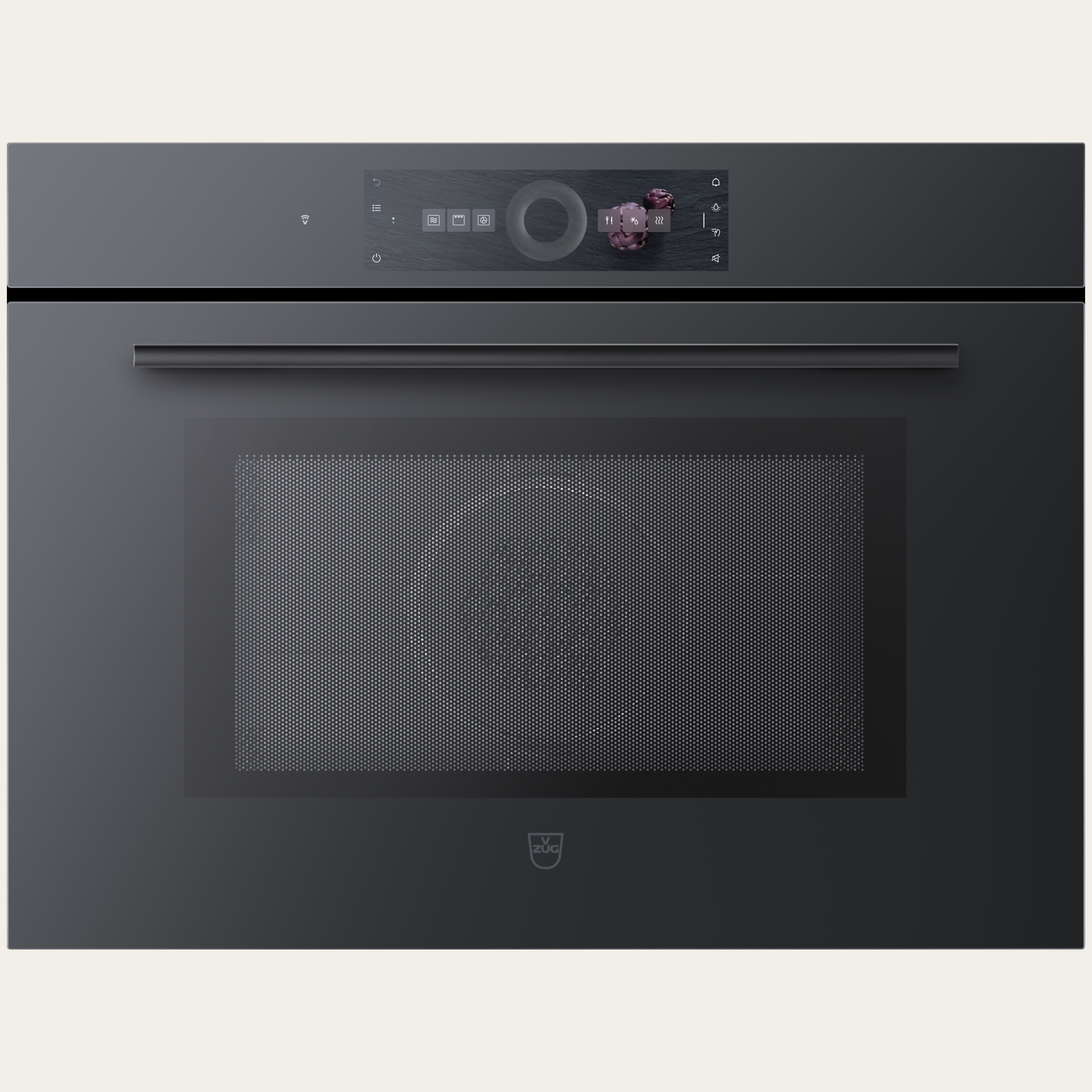 V-ZUG Microwave CombiMiwell V4000, Standard width: 60 cm, Standard height: 45 cm, Black mirror glass, Handle: Black design handle,Touchscreen with CircleSlider, V-ZUG-Home