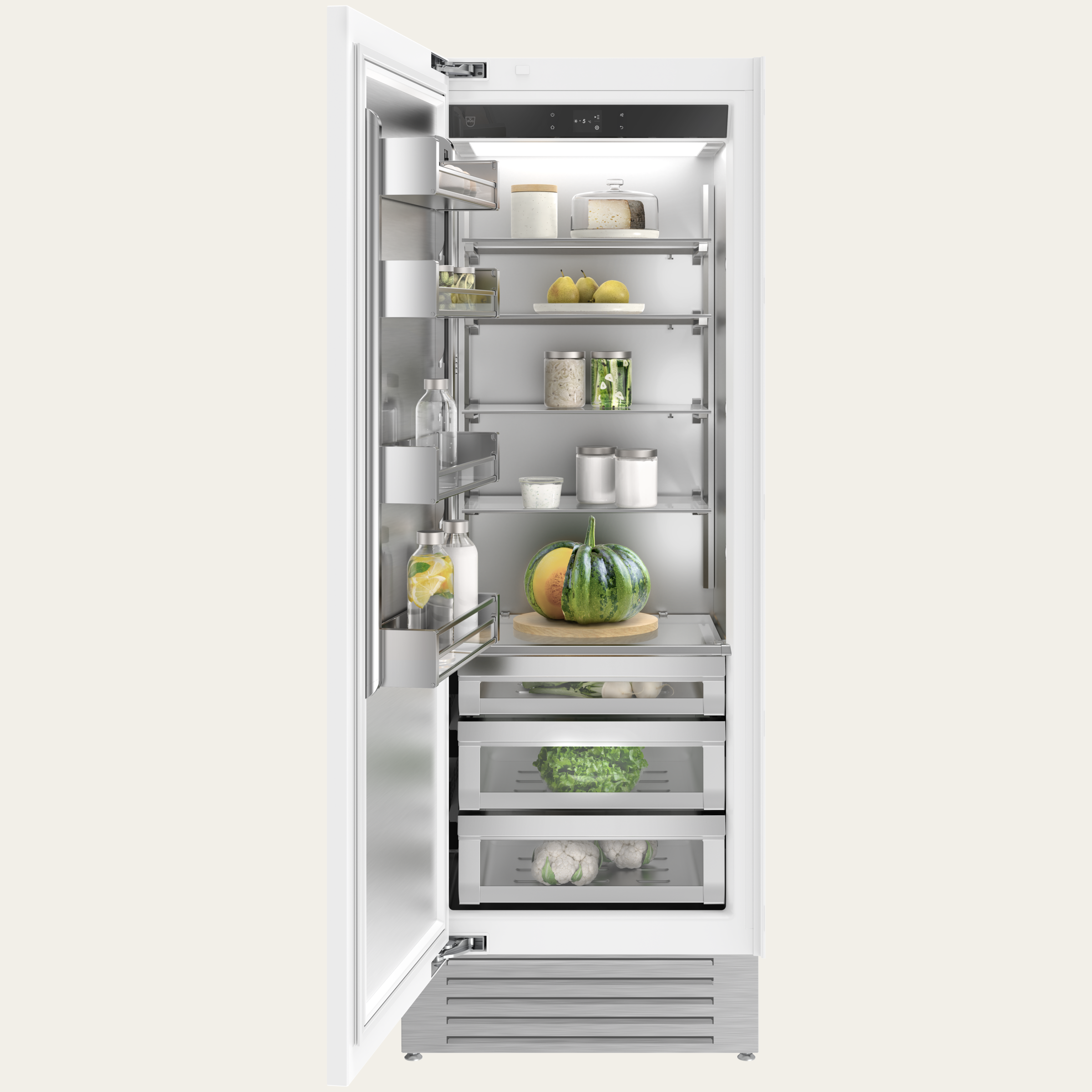 V-ZUG Refrigerator/freezer Cooler V6000 75 Supreme, Standard width: 75 cm, Standard height: 205 cm, Fully integratable, Door hinge: left, Energyefficiency rating: E, TouchControl