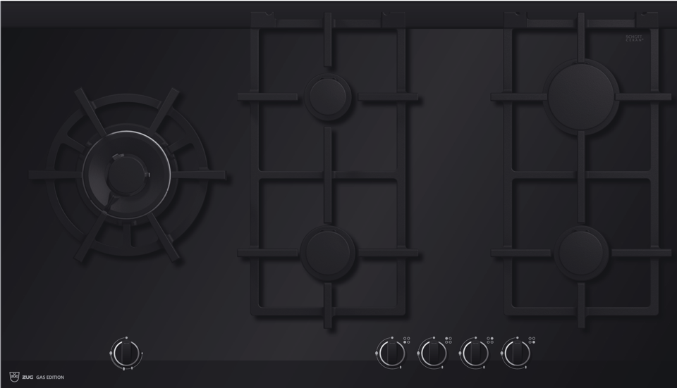 V-ZUG Gas hob GK51TPG, with faceting, Natural/LPG Gas