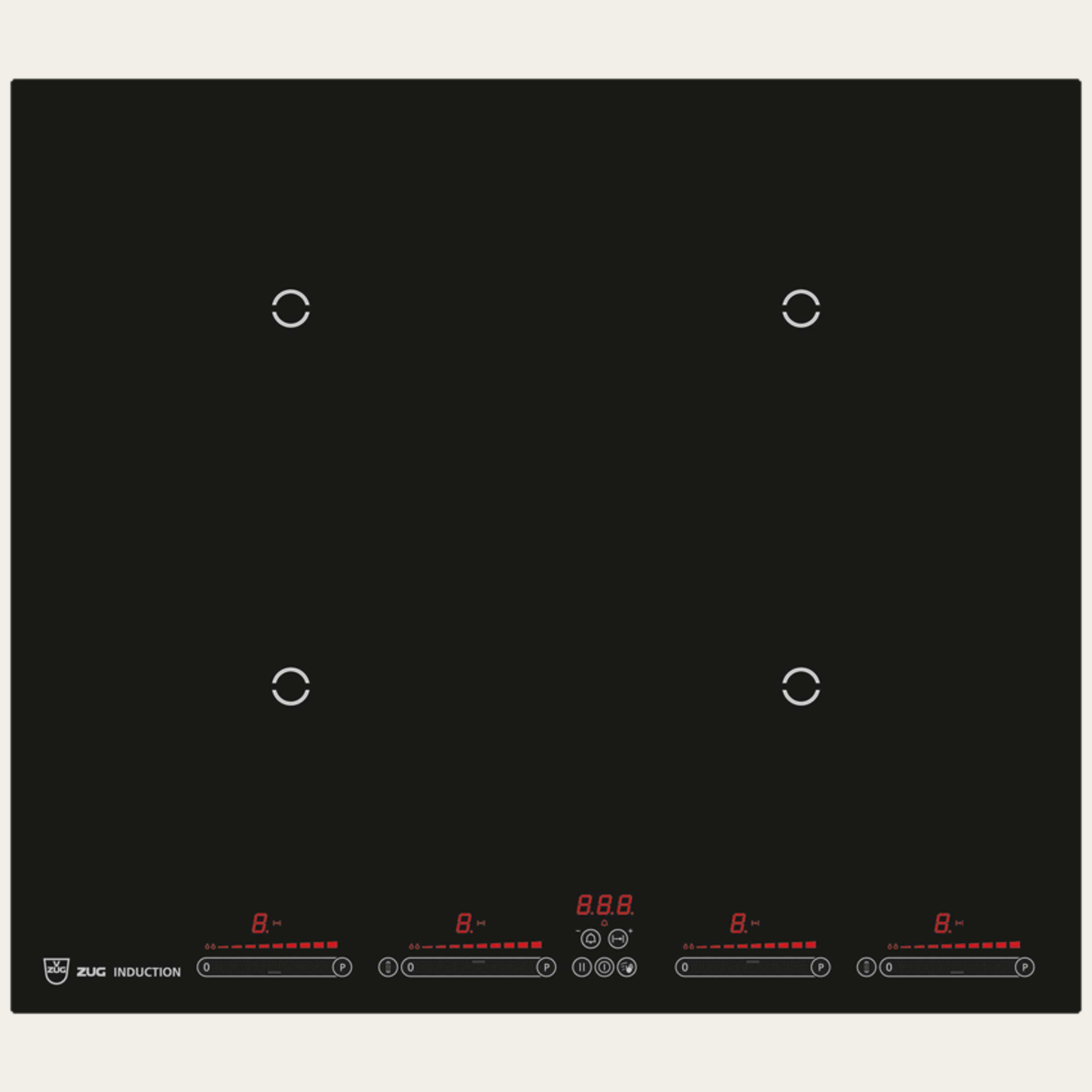 V-ZUG Hob GK46TIMS, Induction, Standard width: 60 cm, BlackDesign, Flush-fitting, Multi-Slider/direct selection, Slider control, Cooking zones: 4