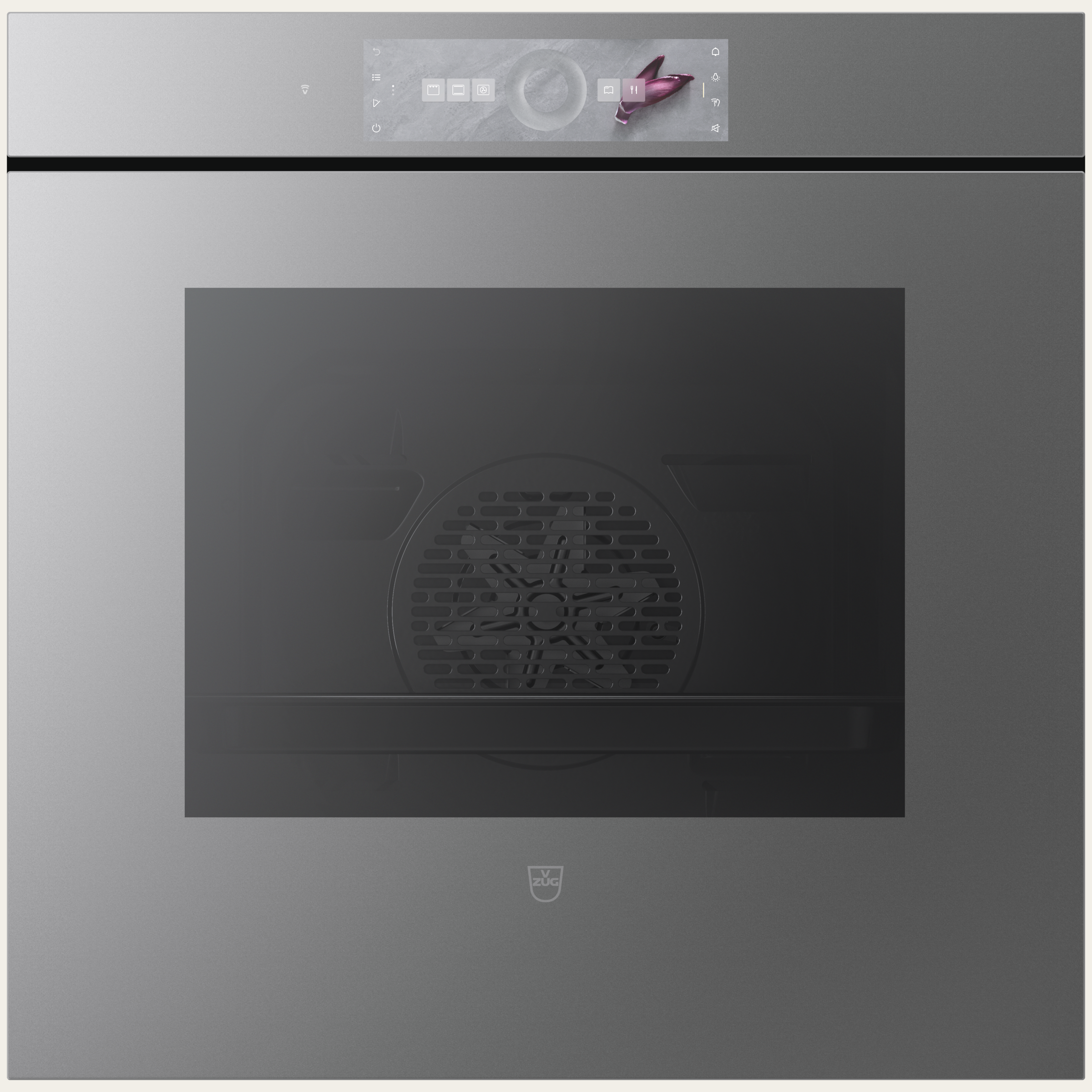 V-ZUG Backofen Combair V6000 60, Breitennorm: 60 cm, Höhennorm: 60 cm, Spiegelglas Platinum, Grifflos, Touchscreen mit CircleSlider, V-ZUG-Home, TopClean
