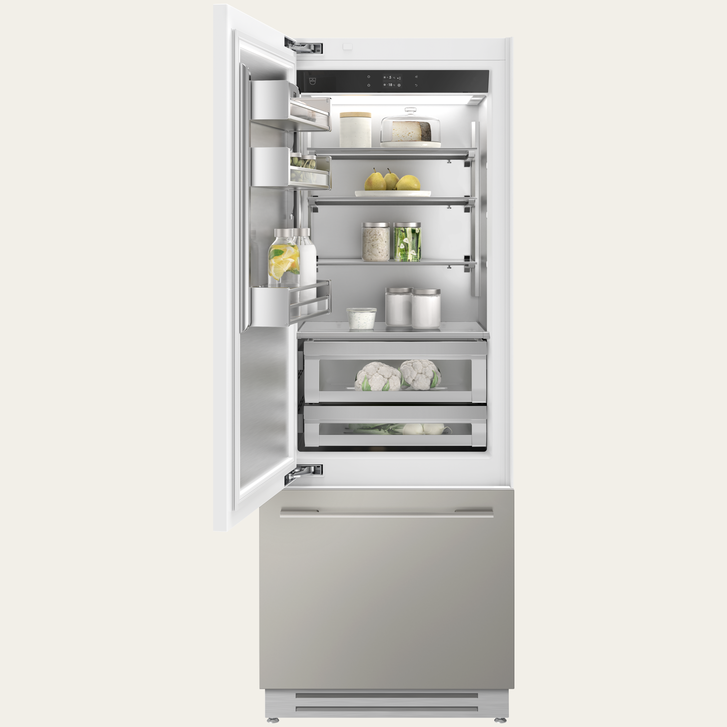 V-ZUG Refrigerator/freezer CombiCooler V6000 75 Supreme, Standardwidth: 75 cm, Standard height: 205 cm, Fully integratable, Door hinge: left, Energy efficiency class: E, TouchControl, NoFrost