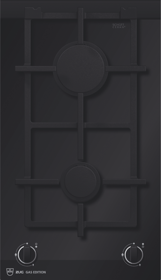 V-ZUG Gas hob GK21TG, with faceting, Natural/LPG Gas