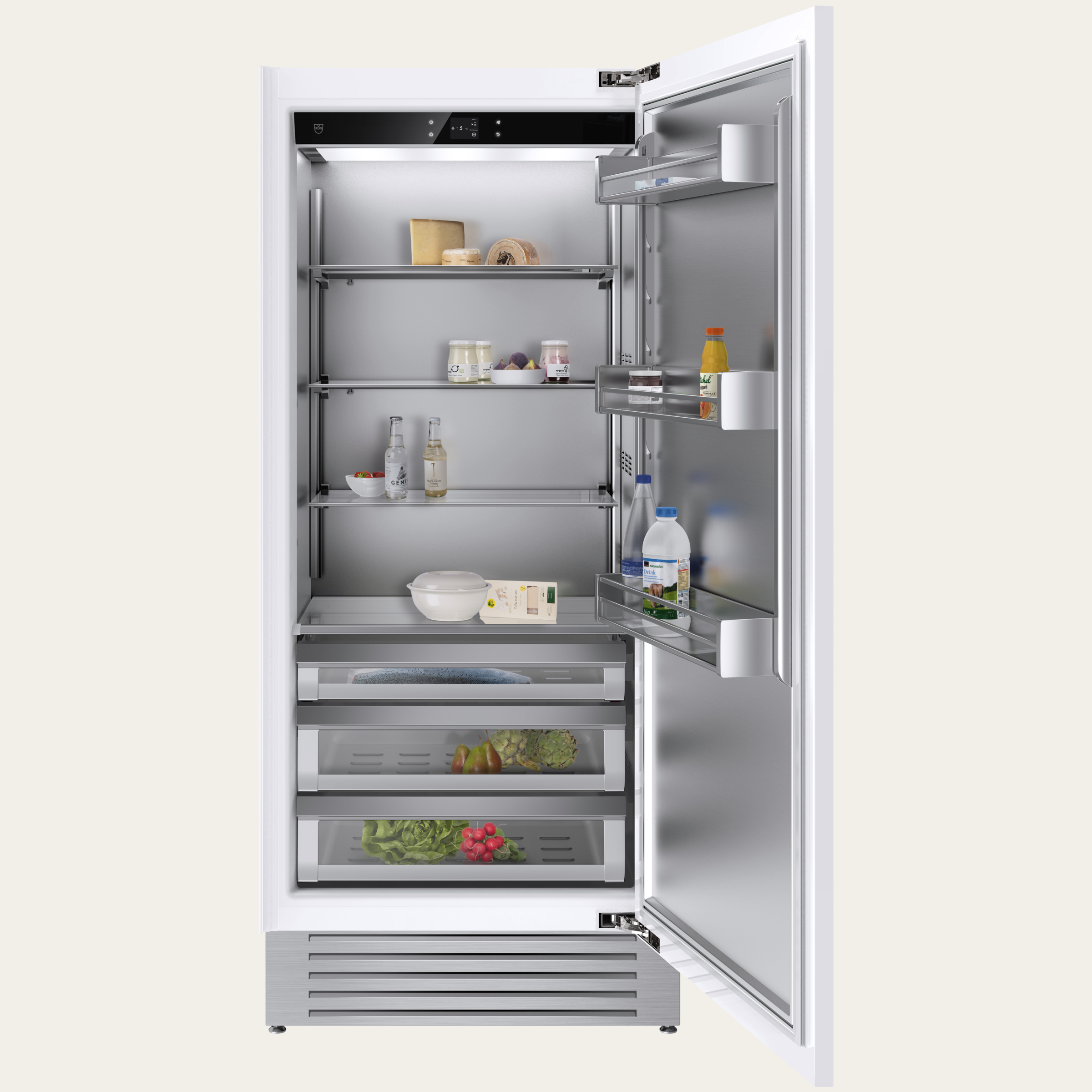 V-ZUG Refrigerator/freezer Cooler V6000 Supreme, Standard width: 90 cm, Standard height: 205 cm, Fully integratable, Door hinge: Right, Energyefficiency rating: F, TouchControl