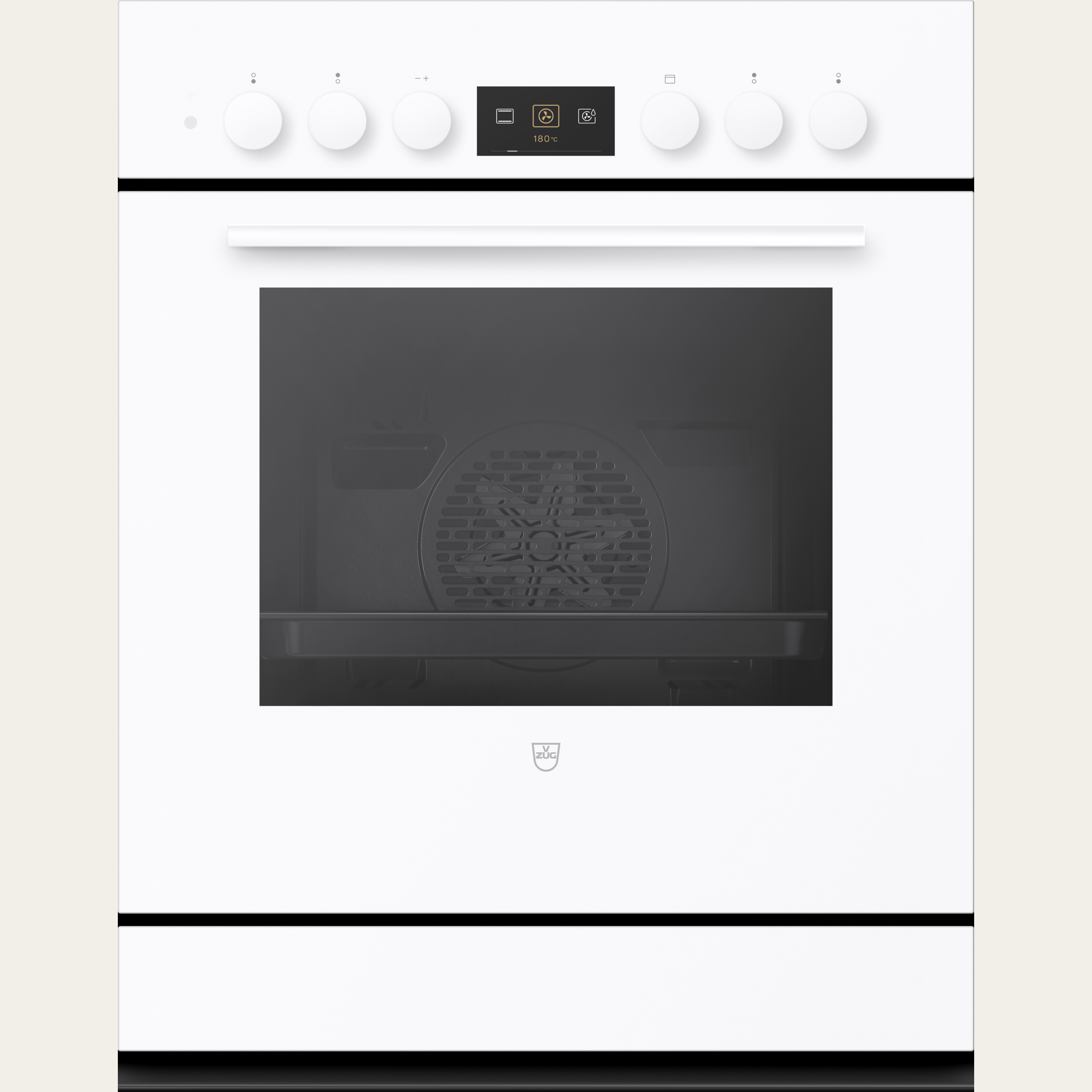 V-ZUG Cucina Combair V600 7UH, Standard di larghezza: 60 cm, Norma per l'altezza: 76.2 cm, Vetro bianco, Maniglia: bianco, interruttore girevole, V-ZUG-Home, Cassetto riscaldabile dell'apparecchio, Numero di zone di cottura utilizzabili: 4, 400V