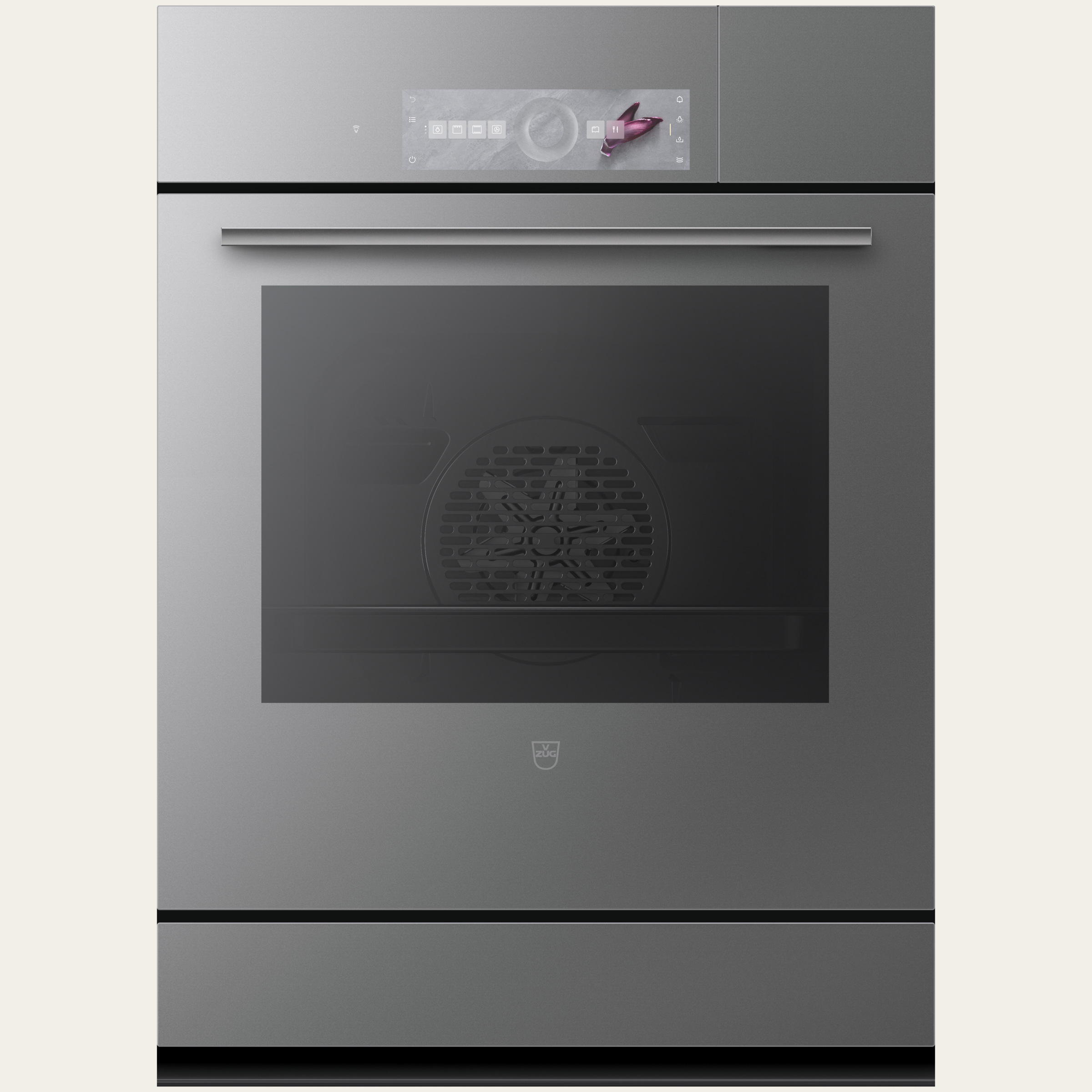 V-ZUG Steam cooker CombairSteamer V6000 7UC, Standard width: 55 cm, Standard height: 76.2 cm, Platinum mirror glass, Installation in floor unit, Touchscreen with CircleSlider, V-ZUG-Home, Heatable appliance drawer