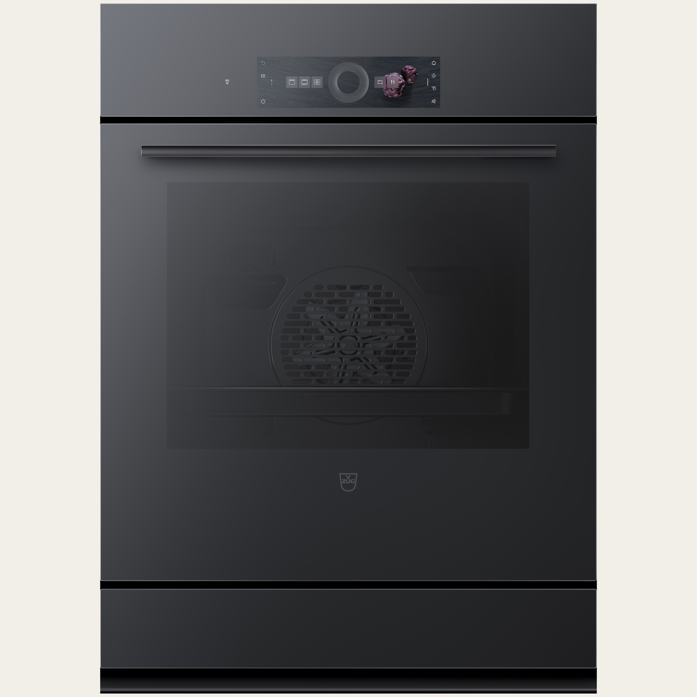 V-ZUG Backofen Combair V4000 7UC, Breitennorm: 55 cm, Höhennorm: 76.2 cm, Spiegelglas Schwarz, Einbau in Unterschrank, Touchscreen mit CircleSlider, V-ZUG-Home, TopClean, Geräteschublade