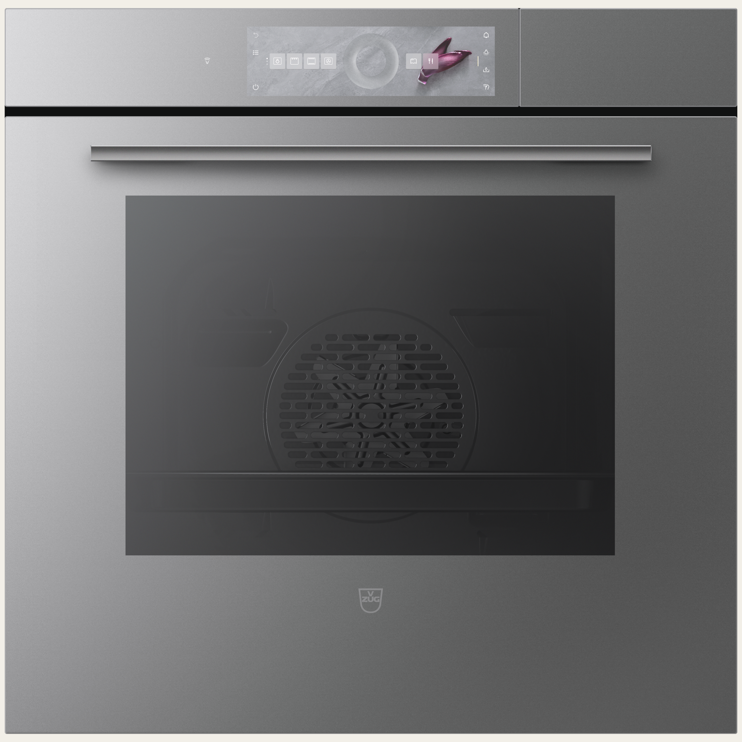 V-ZUG Stoomoven CombairSteamer V6000 60, Breedte: 60 cm, Hoogte: 60 cm, Spiegelglas Platinum, Aanraakscherm met CircleSlider-bediening, V-ZUG-Home