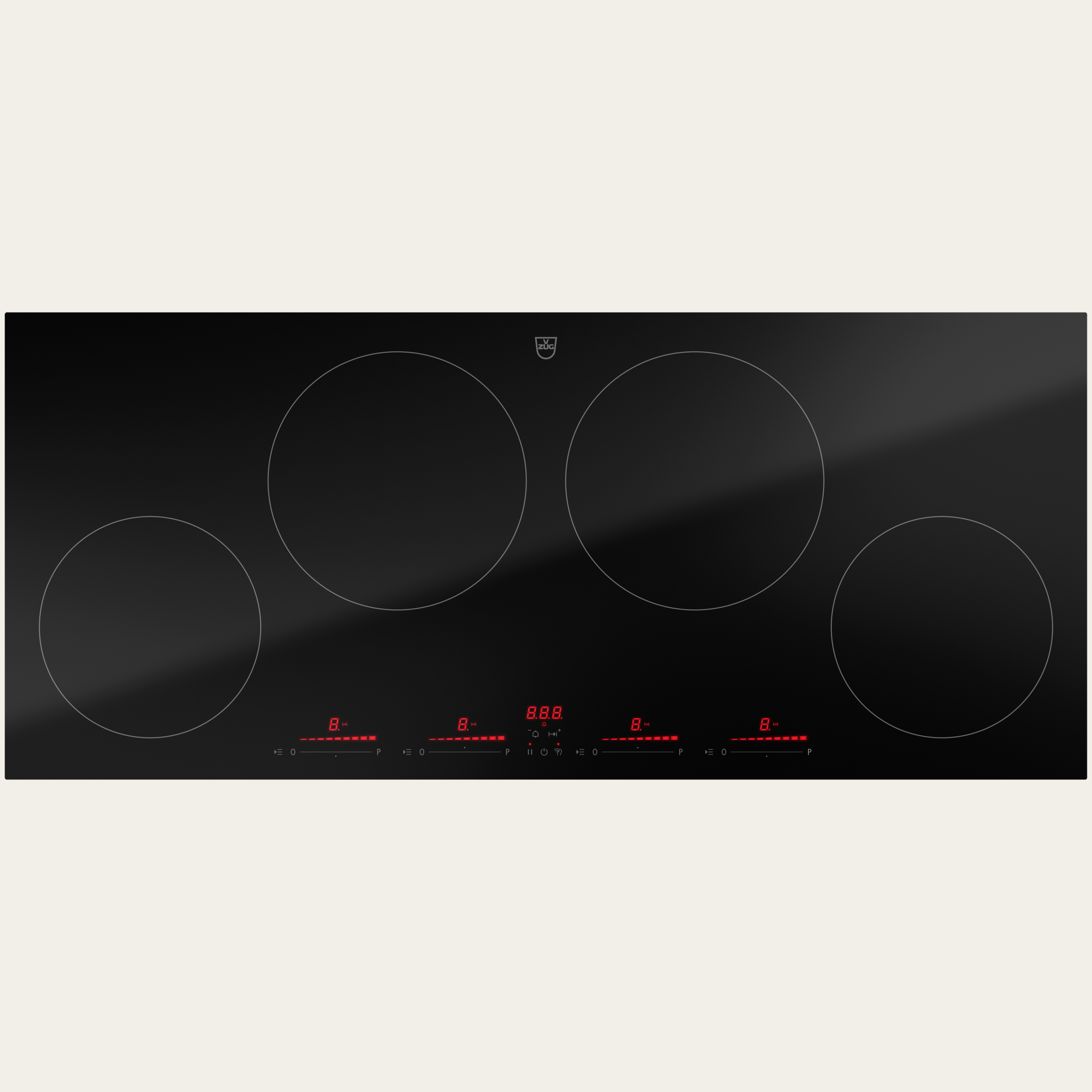 V-ZUG Hob CookTop V4000 I904, Induction, Standard width: 90 cm, BlackDesign, DualDesign, Multi-Slider/direct selection, Slider control, Cooking zones: 4