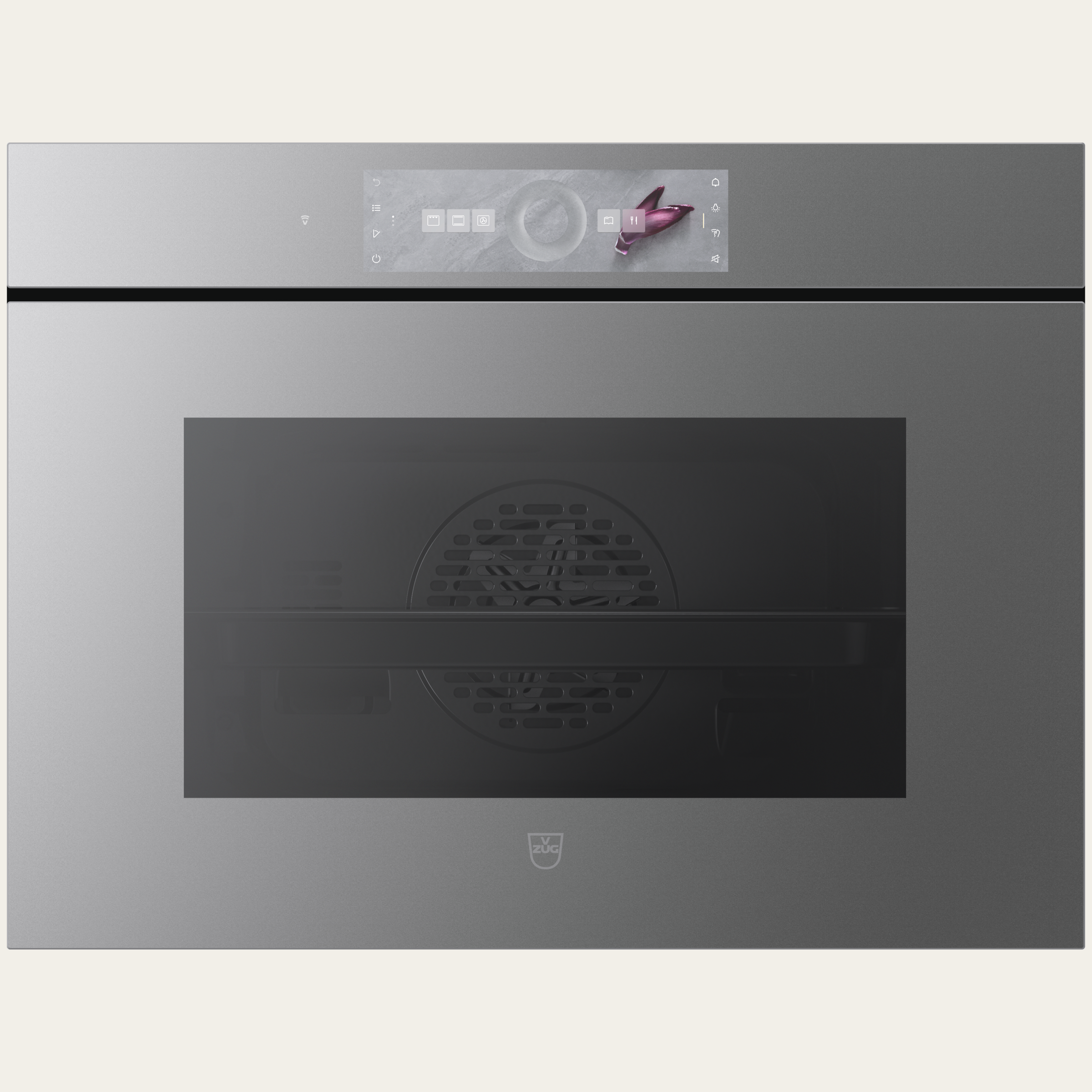 V-ZUG Four Combair V6000 45P, Norme largeur: 60 cm, Norme de hauteur: 45 cm, Miroir Platinum, Sans poignée, Écran tactile avec CircleSlider, V-ZUG-Home, Autonettoyage pyrolytique