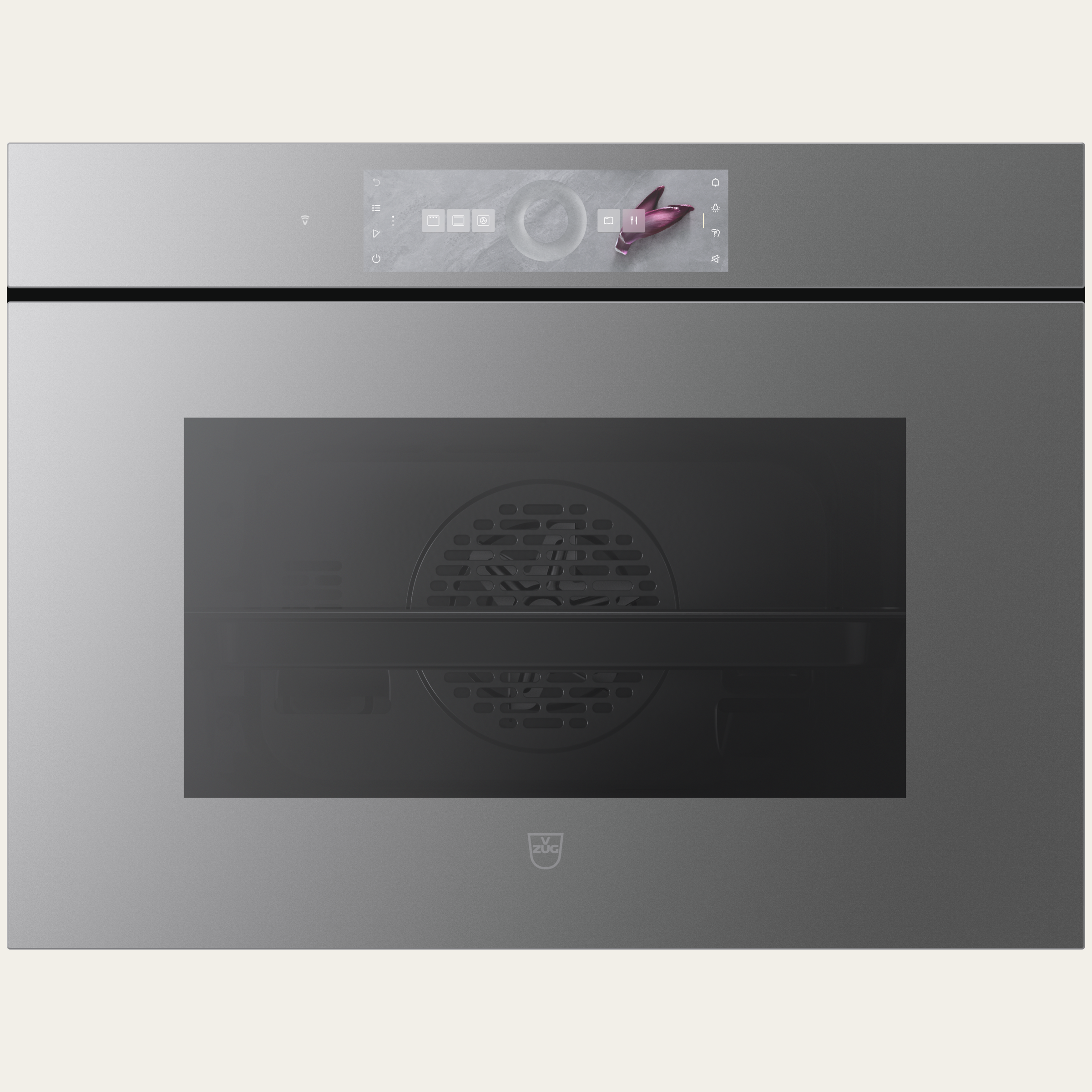 V-ZUG Backofen Combair V6000 45P, Breitennorm: 60 cm, Höhennorm: 45 cm, Spiegelglas Platinum, Grifflos, Touchscreen mit CircleSlider, V-ZUG-Home, Pyrolytische Selbstreinigung