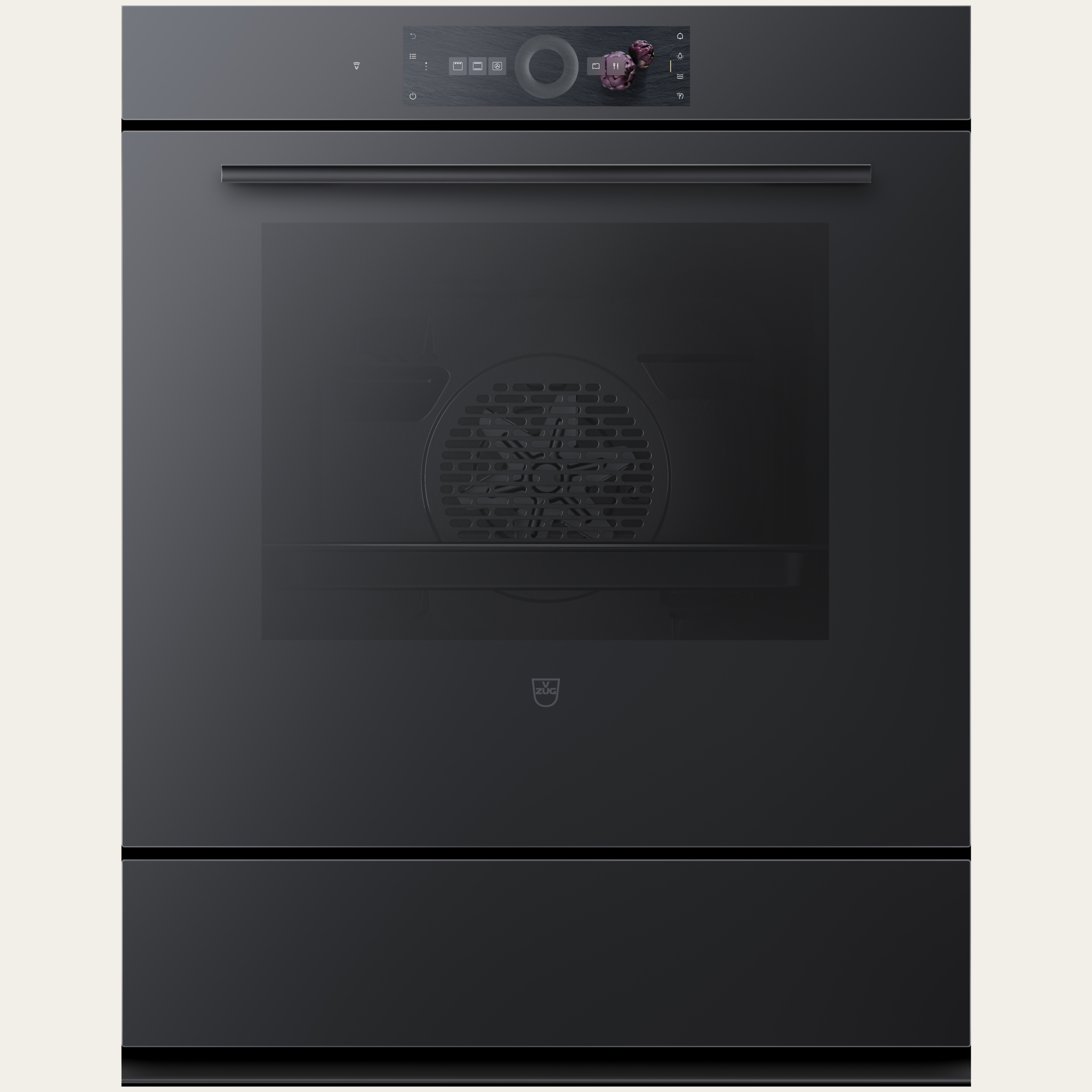 V-ZUG Oven Combair V6000 76P, Standard width: 60 cm,Standard height: 76.2 cm, Black mirror glass, Touchscreen with CircleSlider, V-ZUG-Home, Heatable appliance drawer, Pyrolytic self-cleaning