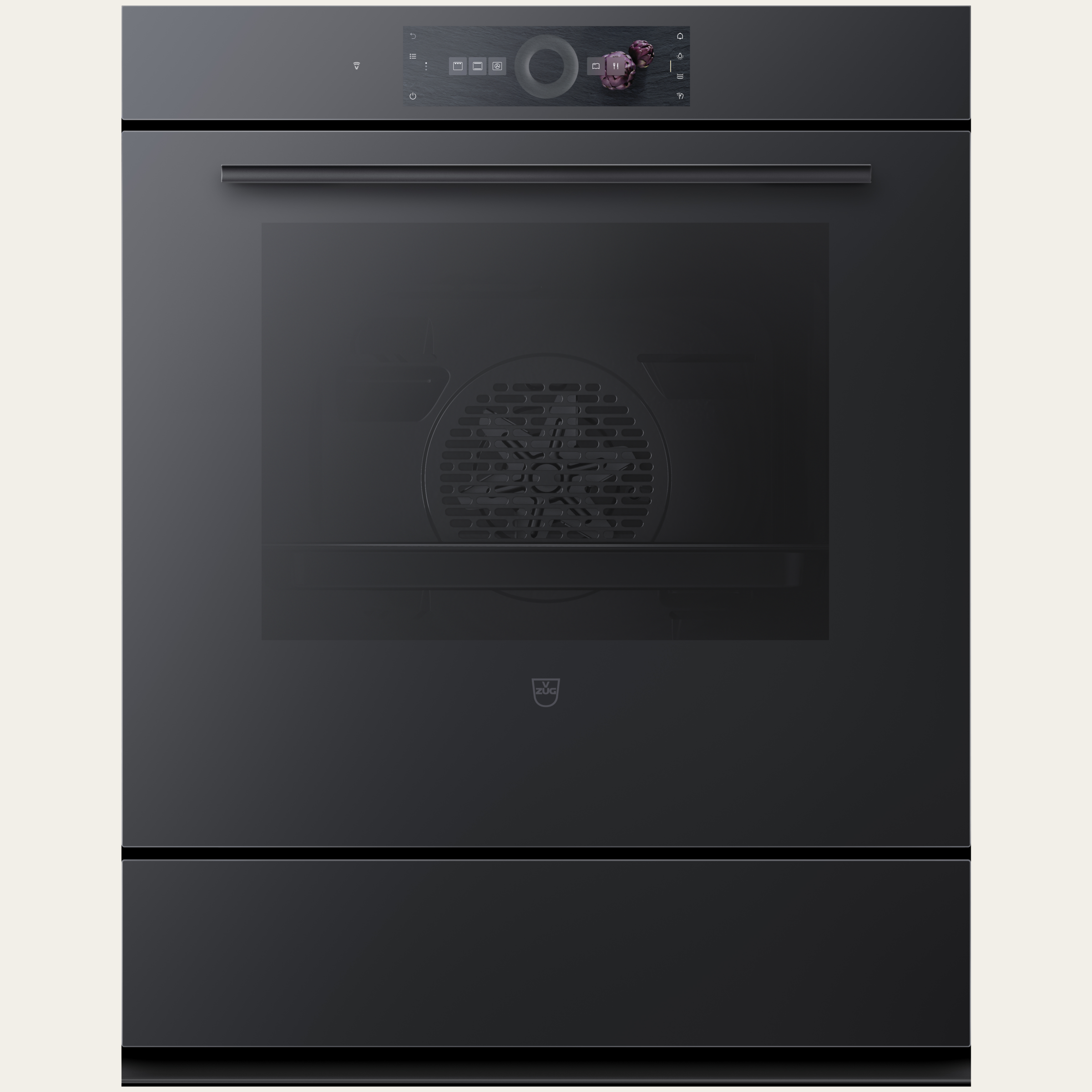 V-ZUG Backofen Combair V6000 76P, Breitennorm: 60 cm, Höhennorm: 76.2 cm, Spiegelglas Schwarz, Touchscreen mit CircleSlider, V-ZUG-Home, Geräteschublade beheizbar, Pyrolytische Selbstreinigung