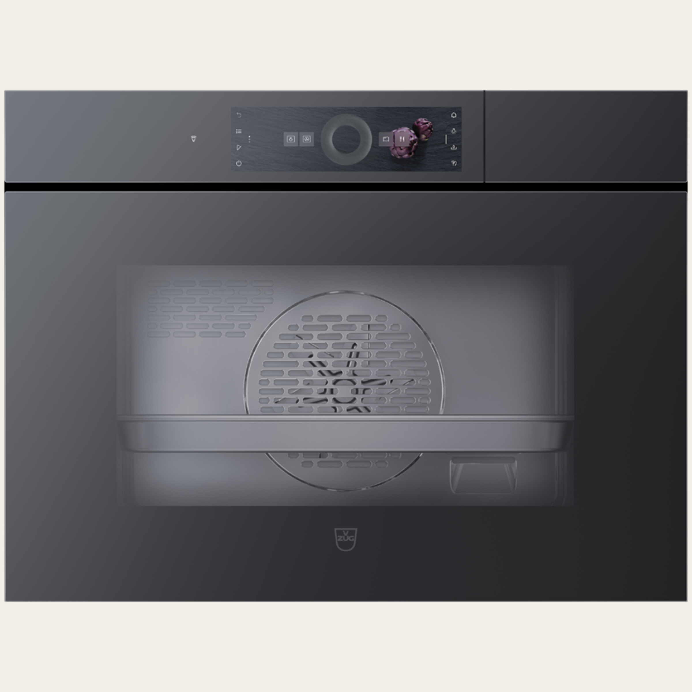 V-ZUG Steamer CombiSteamer V6000 45, Anchura estándar: 60 cm, Altura estándar: 45 cm, Vidrio espejo negro, Sin mango, Pantalla táctil con CircleSlider, V-ZUG-Home