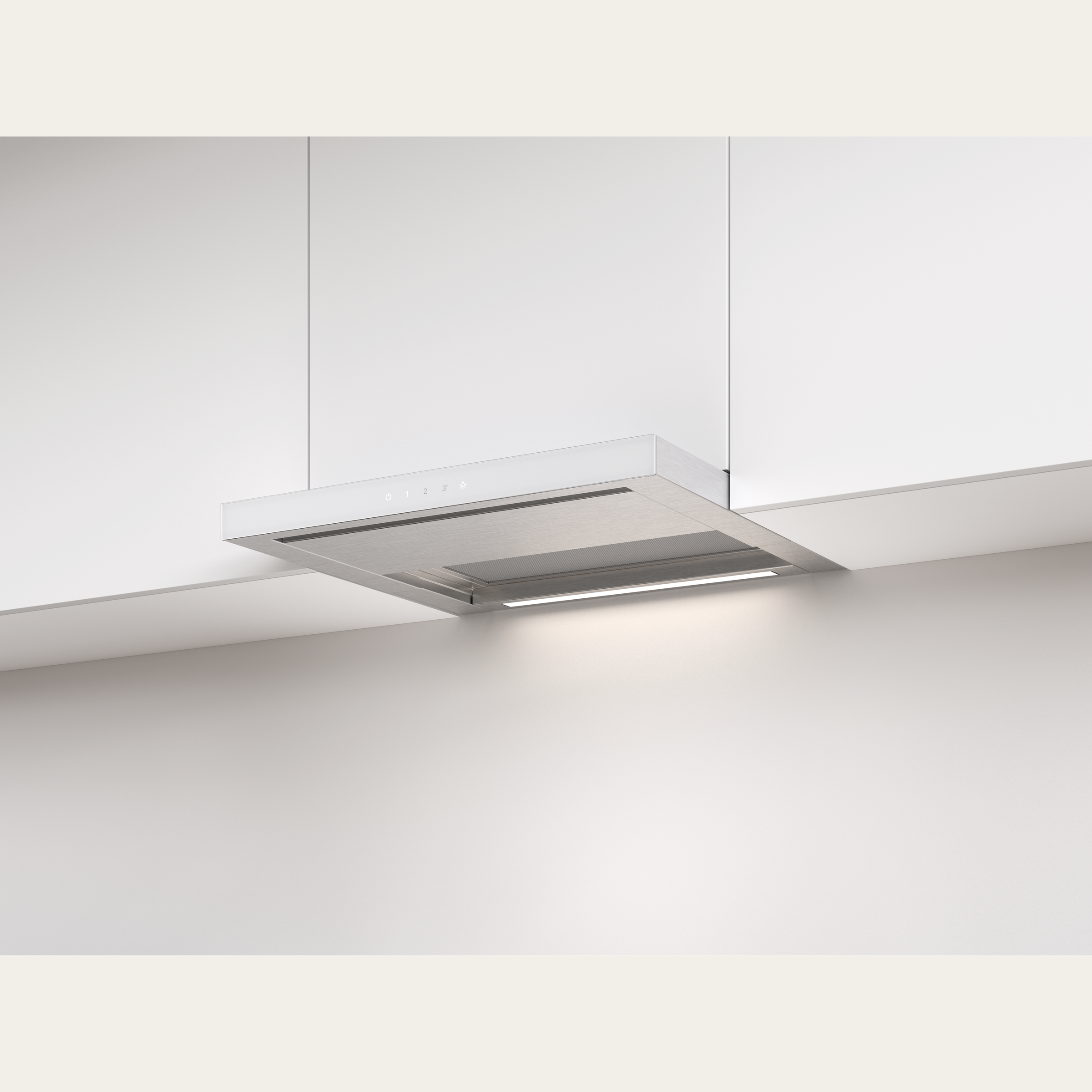 V-ZUG Cappa aspirante AiroClearIncasso V400 F55, Standard di larghezza: 55 cm, Vetro bianco, Aria di scarico, Circolazione dell'aria, Touch (Sensor)