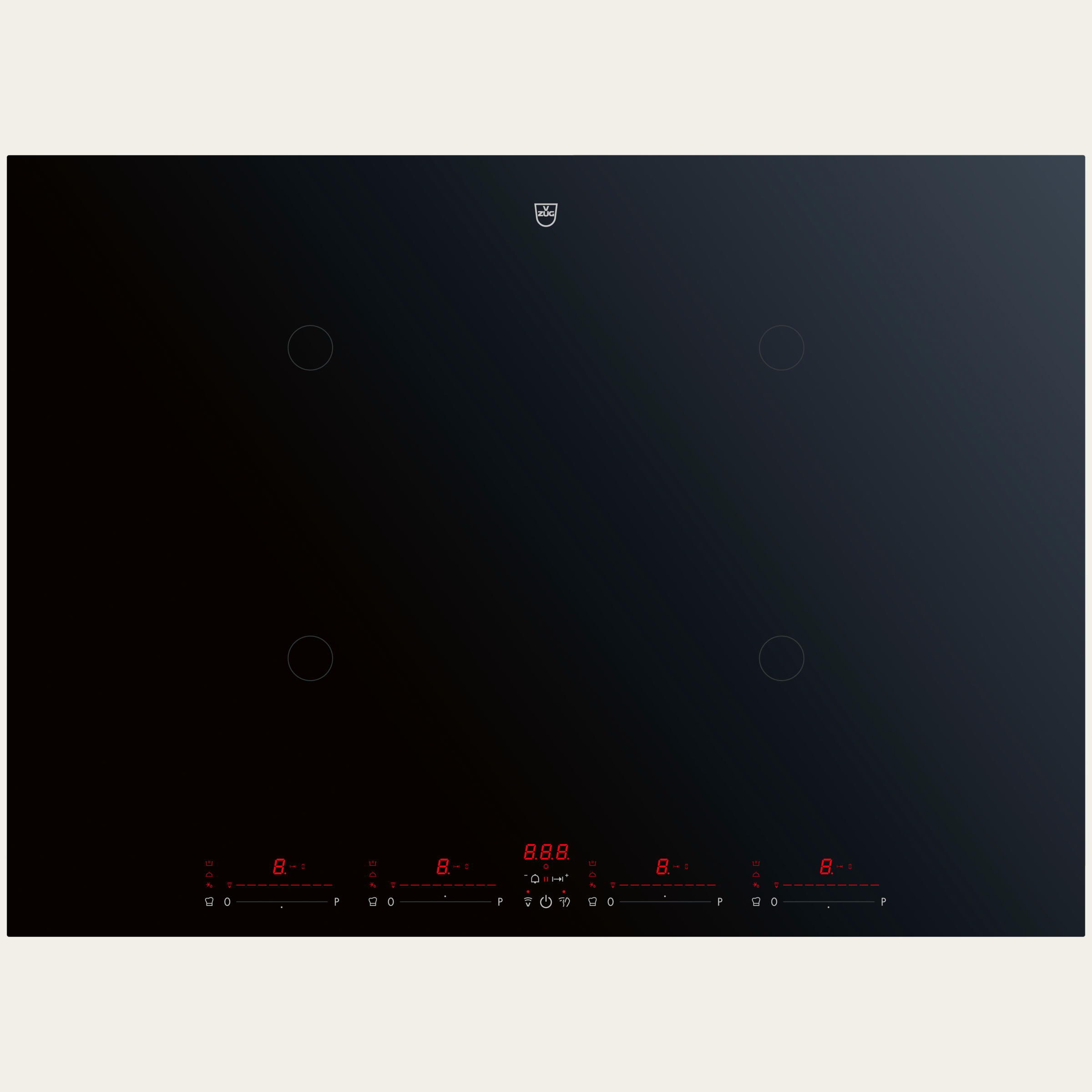 V-ZUG Kochfeld CookTop V4000 I704, Induktion, Breitennorm: 70 cm, BlackDesign, OptiGlass, DualDesign, OptiLink, Multi-Slider/Direktwahl, Slider-Bedienung, Kochzonen: 4