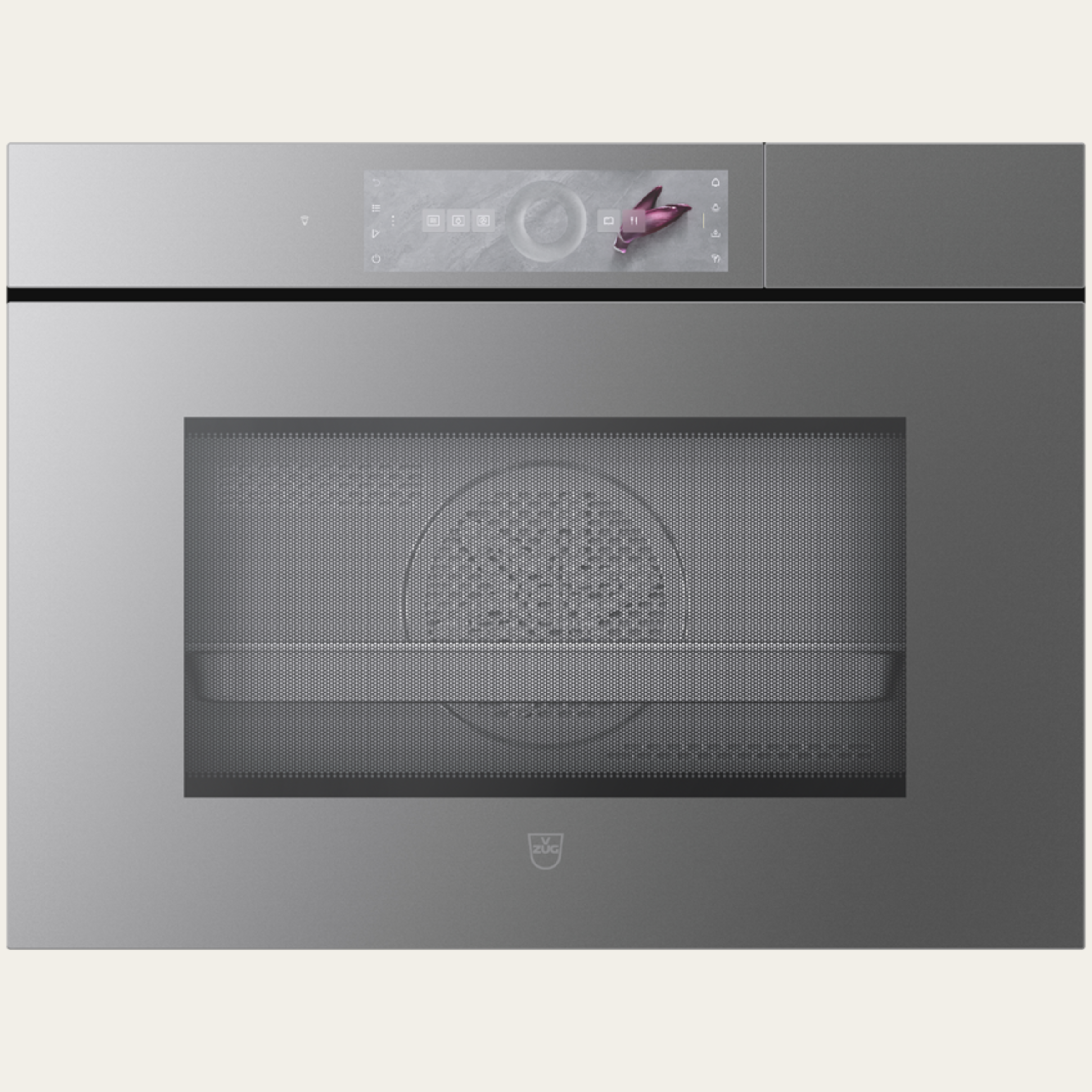 V-ZUG Steamer CombiSteamer V6000 45M PowerSteam, Anchura estándar: 60 cm, Altura estándar: 45 cm, Vidrio espejo Platinum, Sin mango, Pantalla táctil con CircleSlider, V-ZUG-Home, Microondas