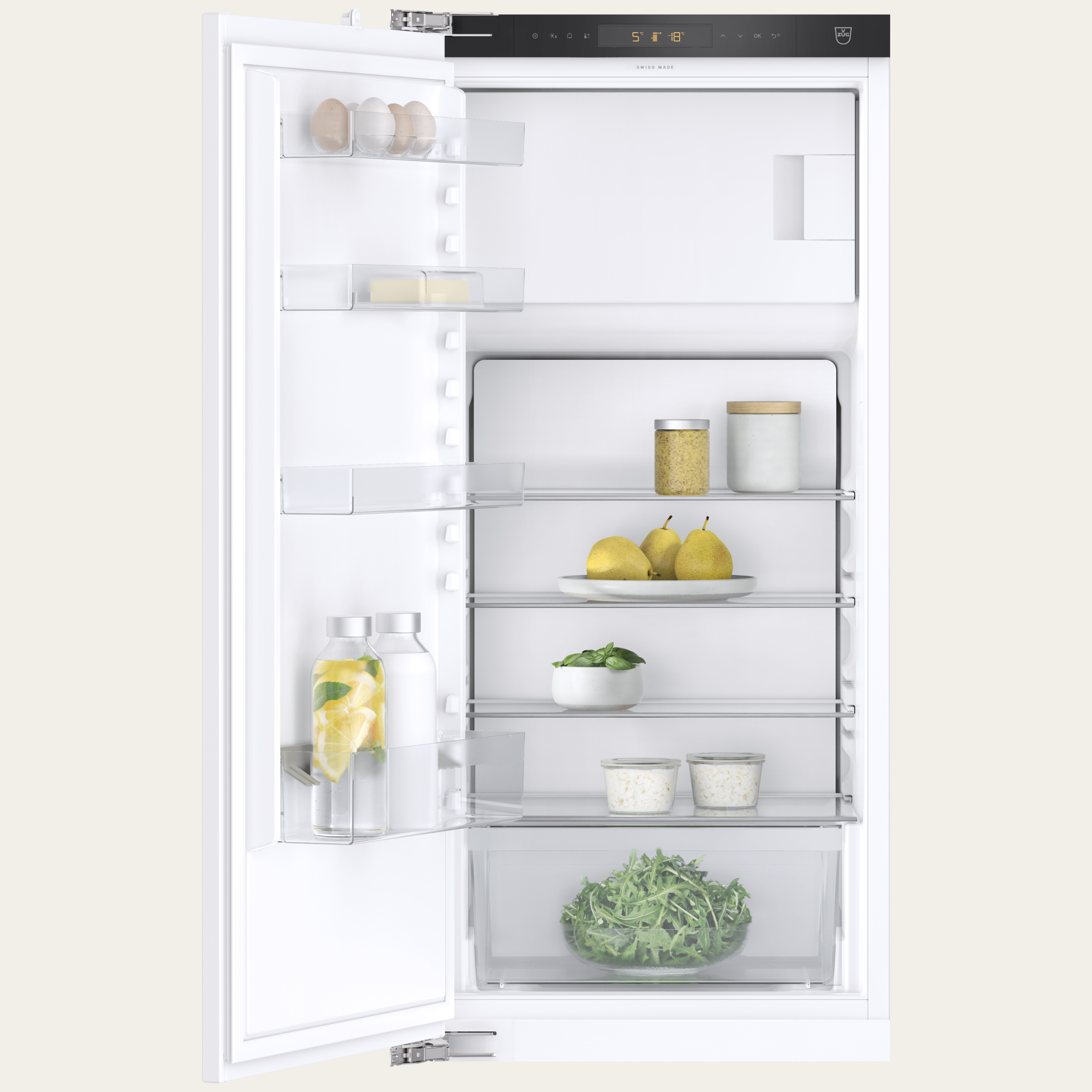 V-ZUG Refrigerator/freezer Cooler V600 122GI, Standard width: 60 cm, Standard height: 122.1 cm, Fully integratable, Door hinge: Left, Energyefficiency class: D, TouchControl