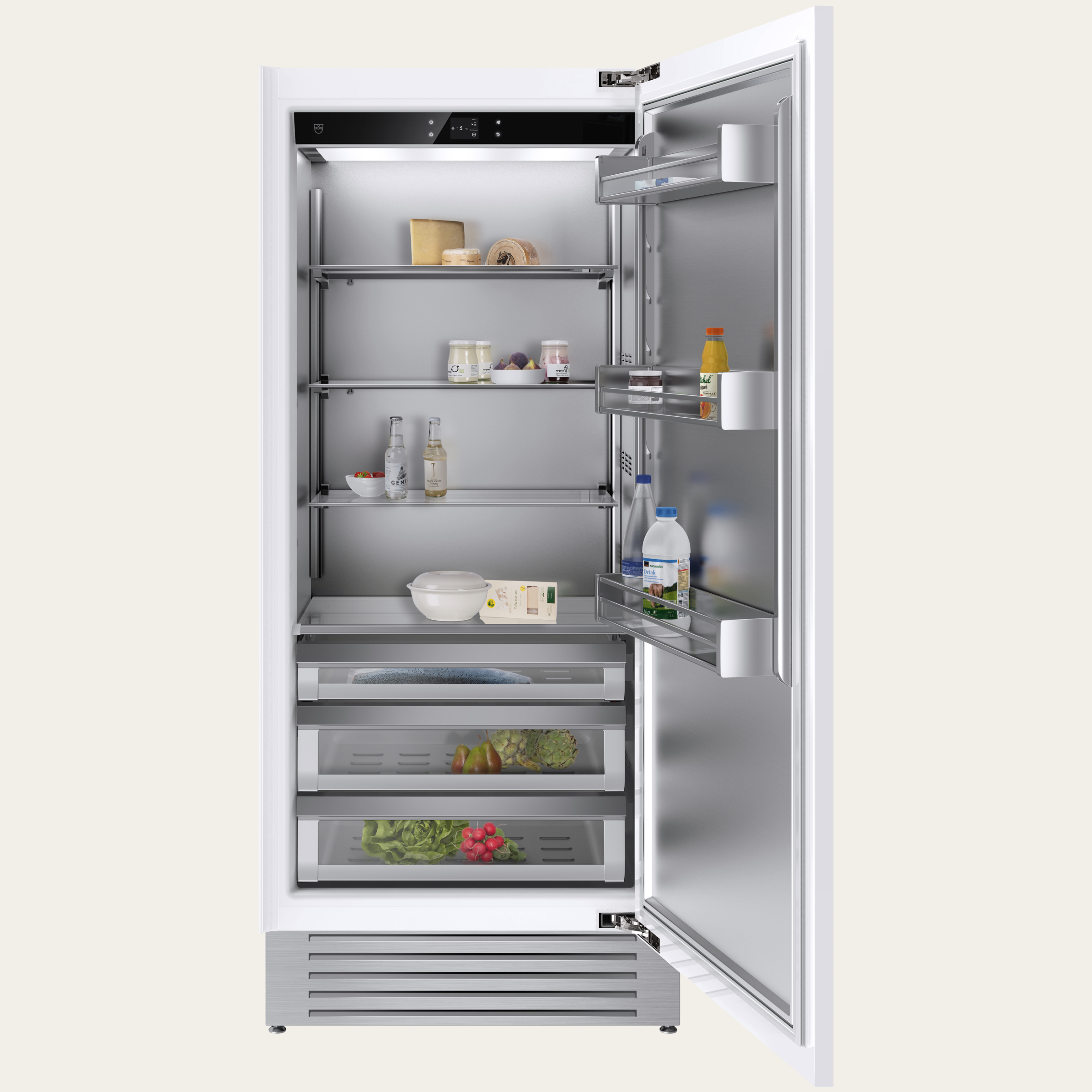 V-ZUG Refrigerator/freezer Cooler V6000 90 Supreme, Standard width: 90 cm, Standard height: 205 cm, Fully integratable, Door hinge: Right, Energyefficiency rating: E, TouchControl