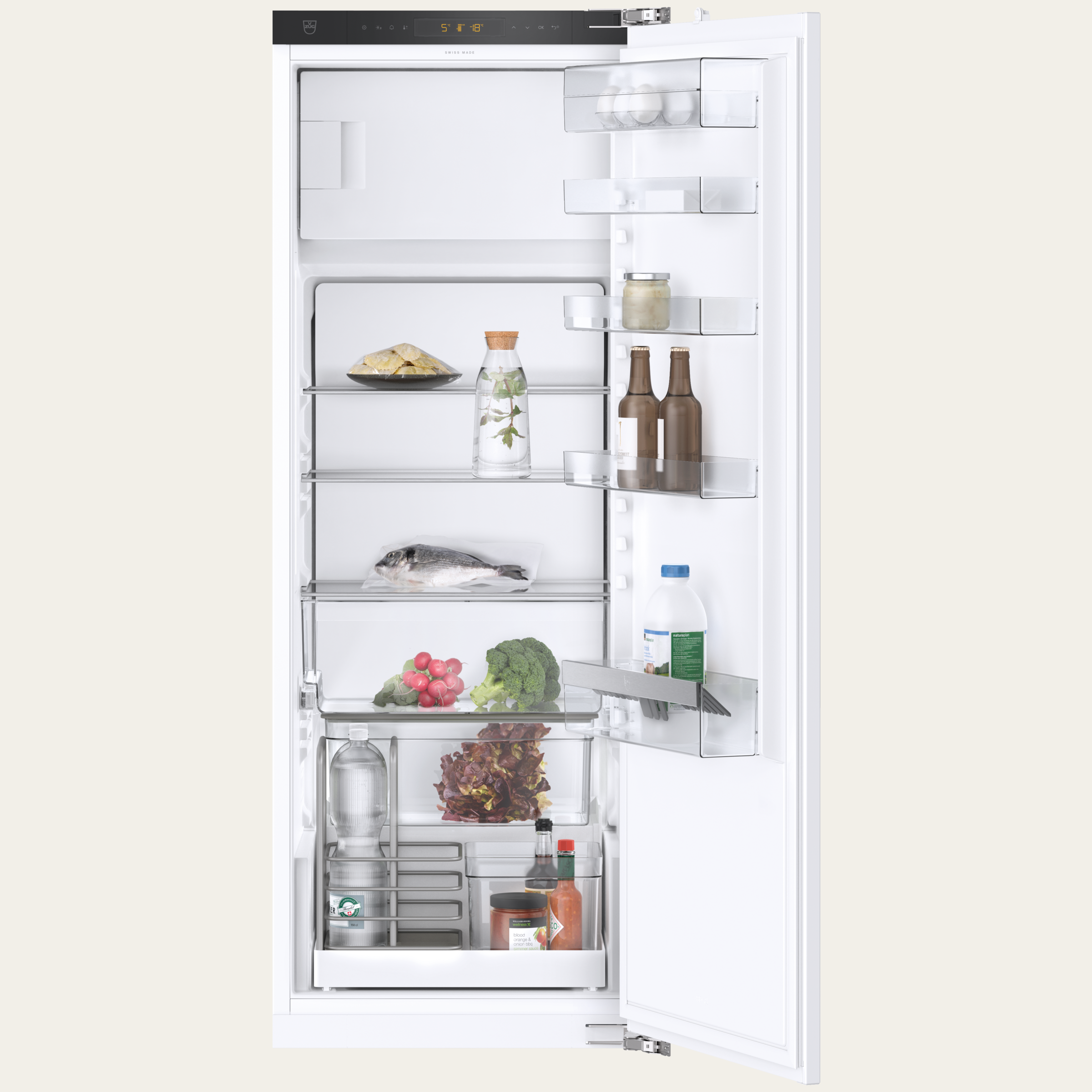 V-ZUG Réfrigérateur/congélateur Cooler V2000 152FGI, Norme largeur: 60 cm, Norme de hauteur: 152.4 cm, Entièrement intégrable, Charnière: droite, Classe d’efficacité énergétique: E, TouchControl, Compartiment cellier