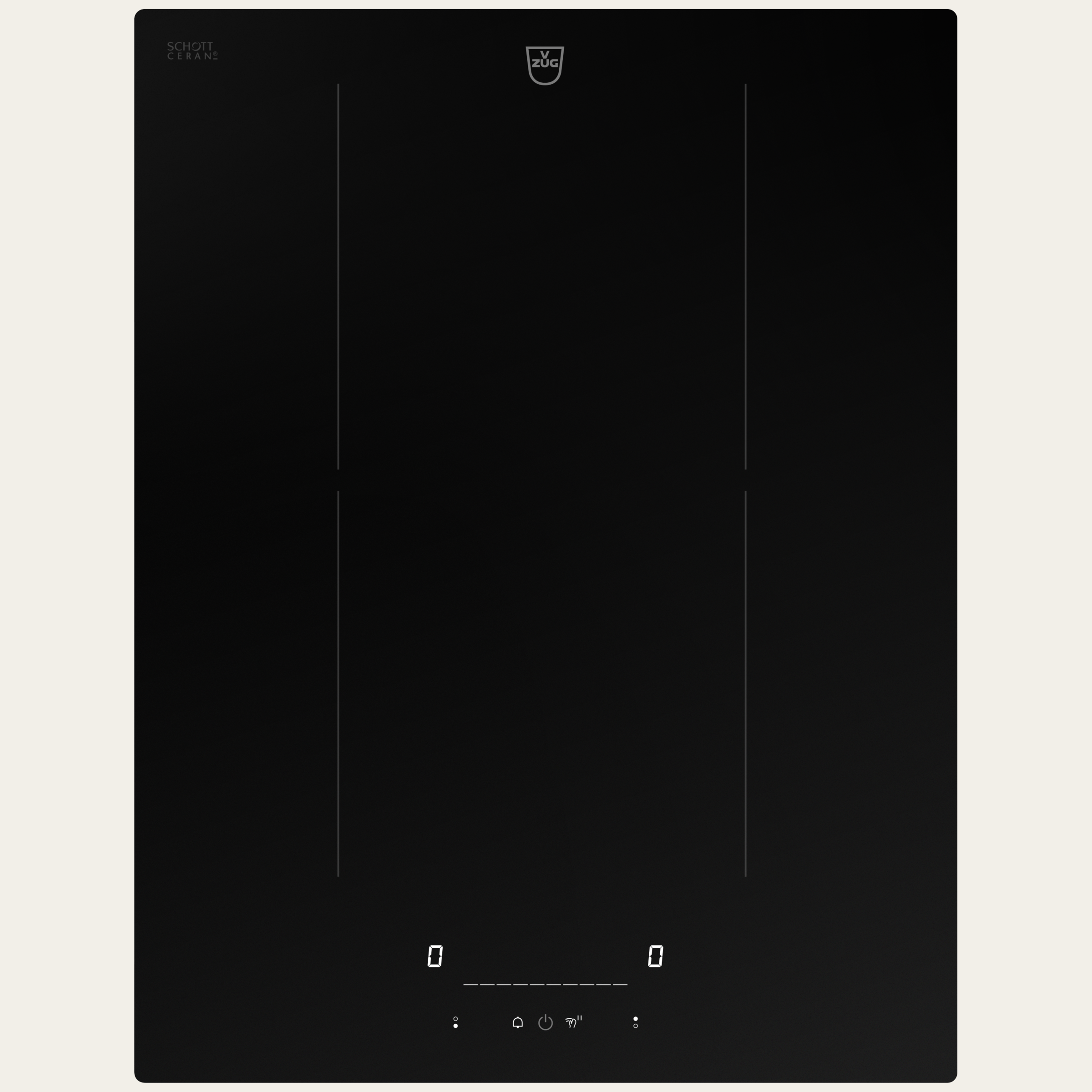 V-ZUG Hob CookTop V2000 I402, Induction, Standard width: 40 cm, BlackDesign, DualDesign, OptiLink, Single slider, Slider control, Cooking zones: 2