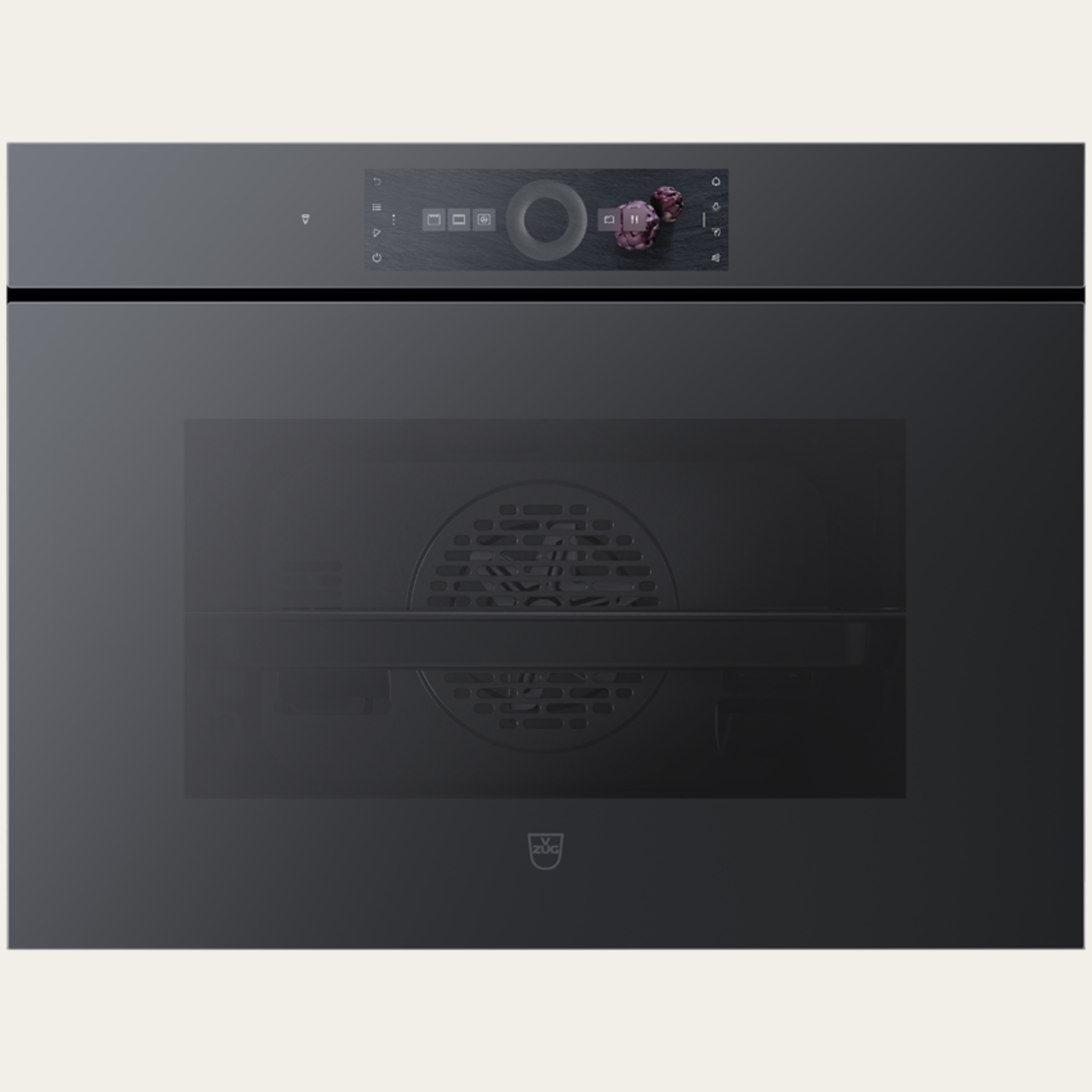 V-ZUG Backofen Combair V6000 45, Breitennorm: 60 cm,Höhennorm: 45 cm, Spiegelglas Schwarz, Griff: Grifflos, Touchscreen mit CircleSlider, V-ZUG-Home, TopClean