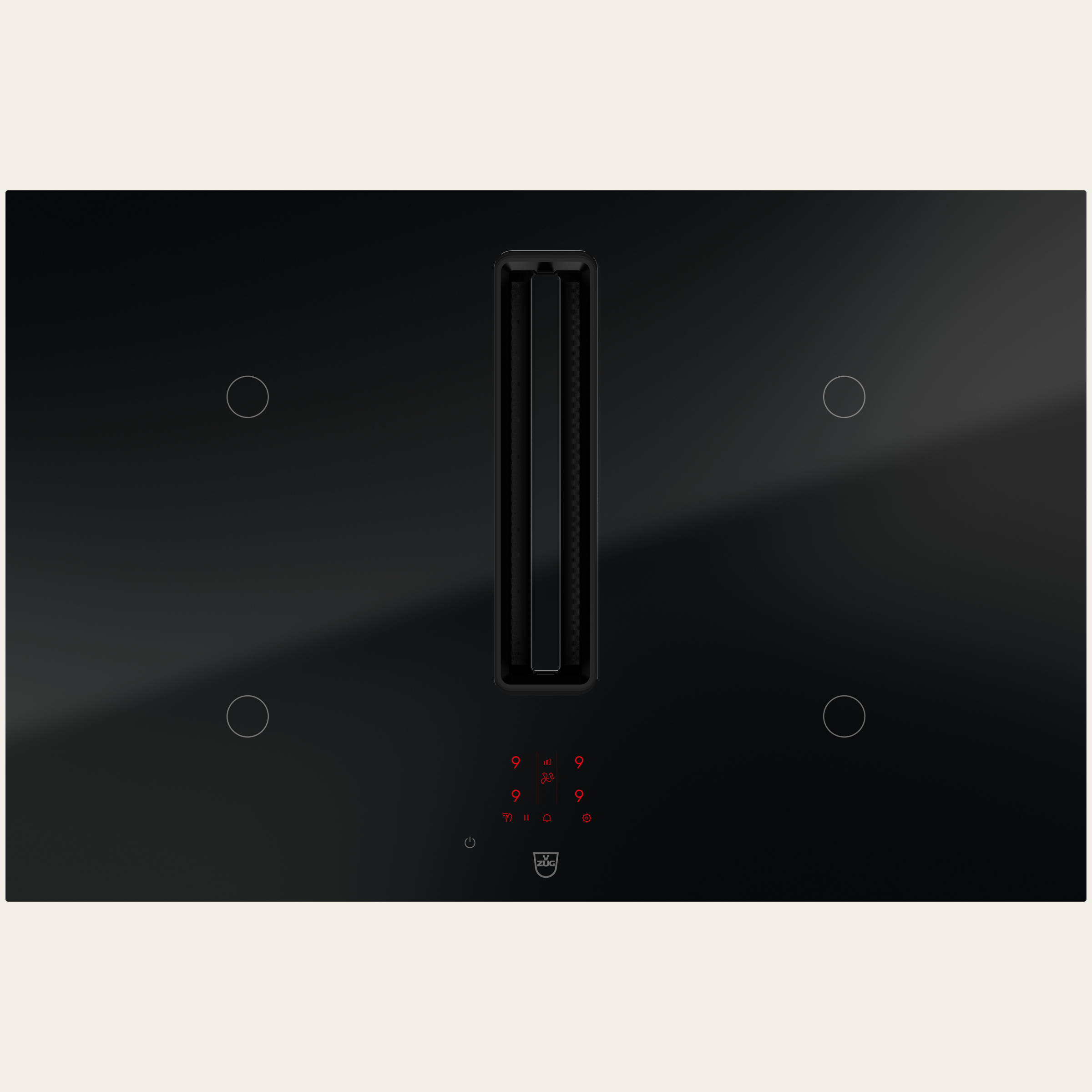 V-ZUG Hob CombiCookTop V2000 I804, Induction with integrated range hood, Standard width: 80 cm, BlackDesign, DualDesign, OptiLink, Single slider, Slider control, Cooking zones: 4