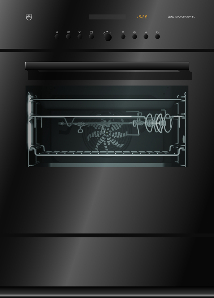 V-ZUG Backofen Microbraun SL, Breite 55 cm, Design Spiegelglas, Designgriff Nero, 400V