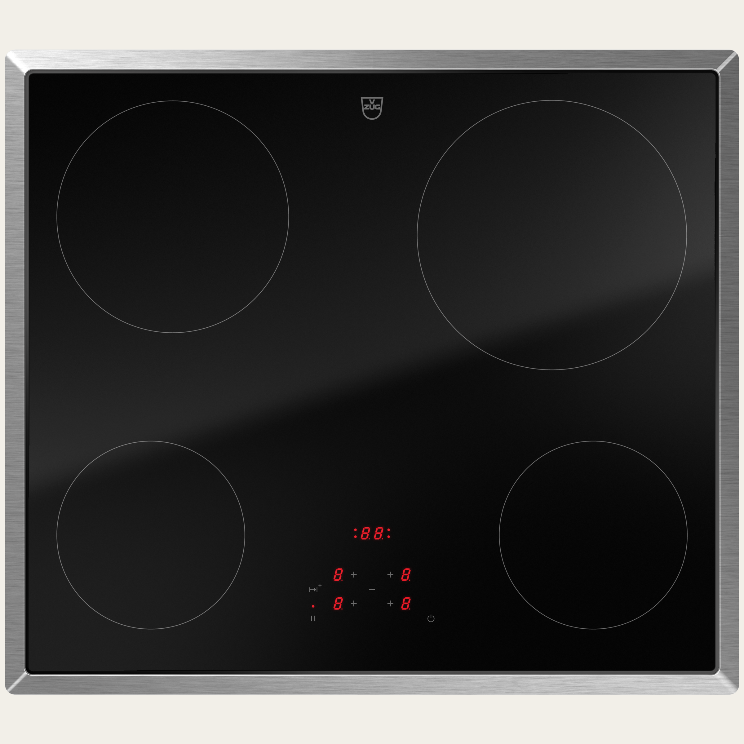 V-ZUG Piano cottura CookTop V2000 A604, Radiatori diriscaldamento, Standard di larghezza: 60 cm, BlackDesign, Cornice crom, TouchControl, Zone di cottura: 4