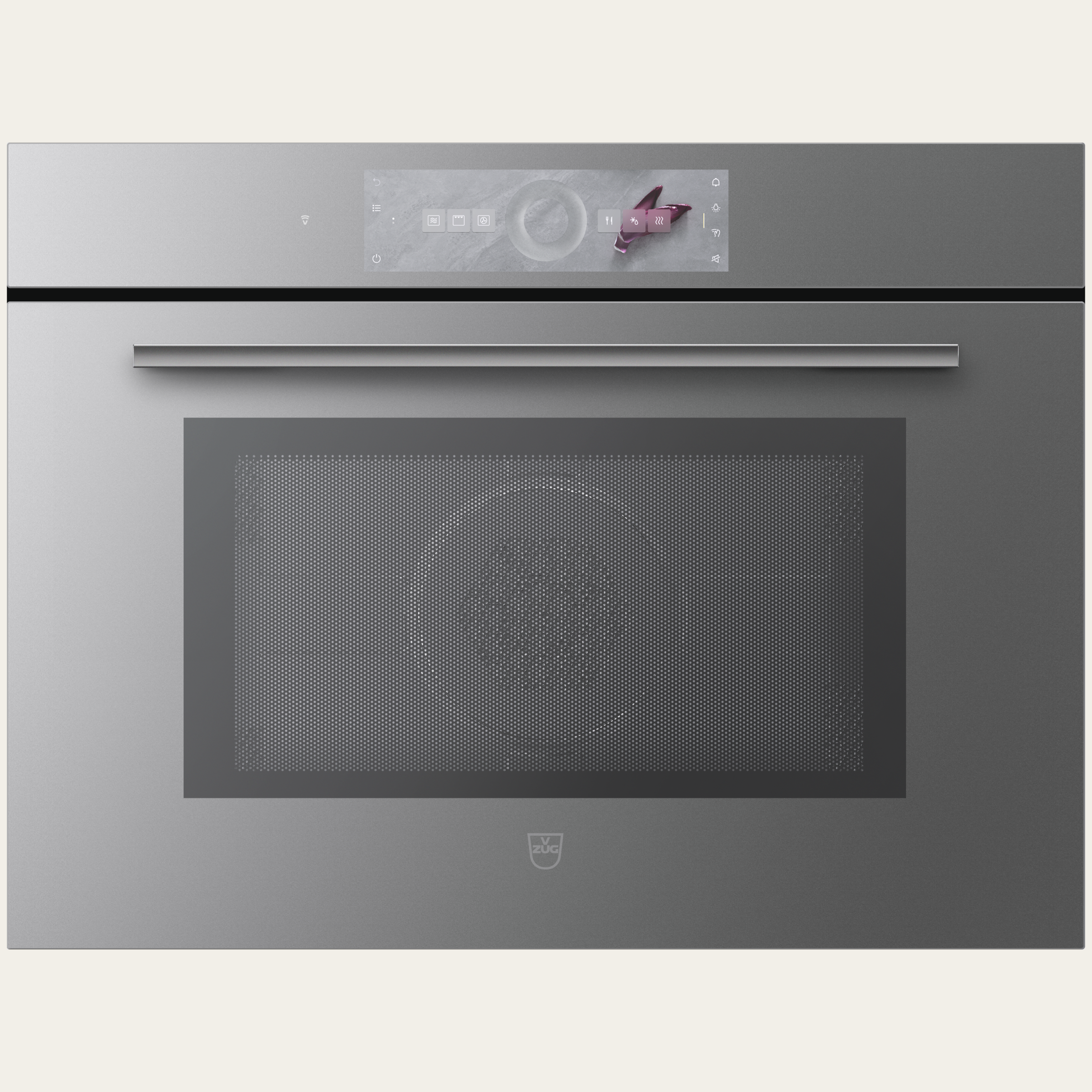 V-ZUG Microwave CombiMiwell V4000, Standard width: 60 cm, Standard height: 45 cm, Platinum mirror glass, Handle: Platinum design handle,Touchscreen with CircleSlider, V-ZUG-Home