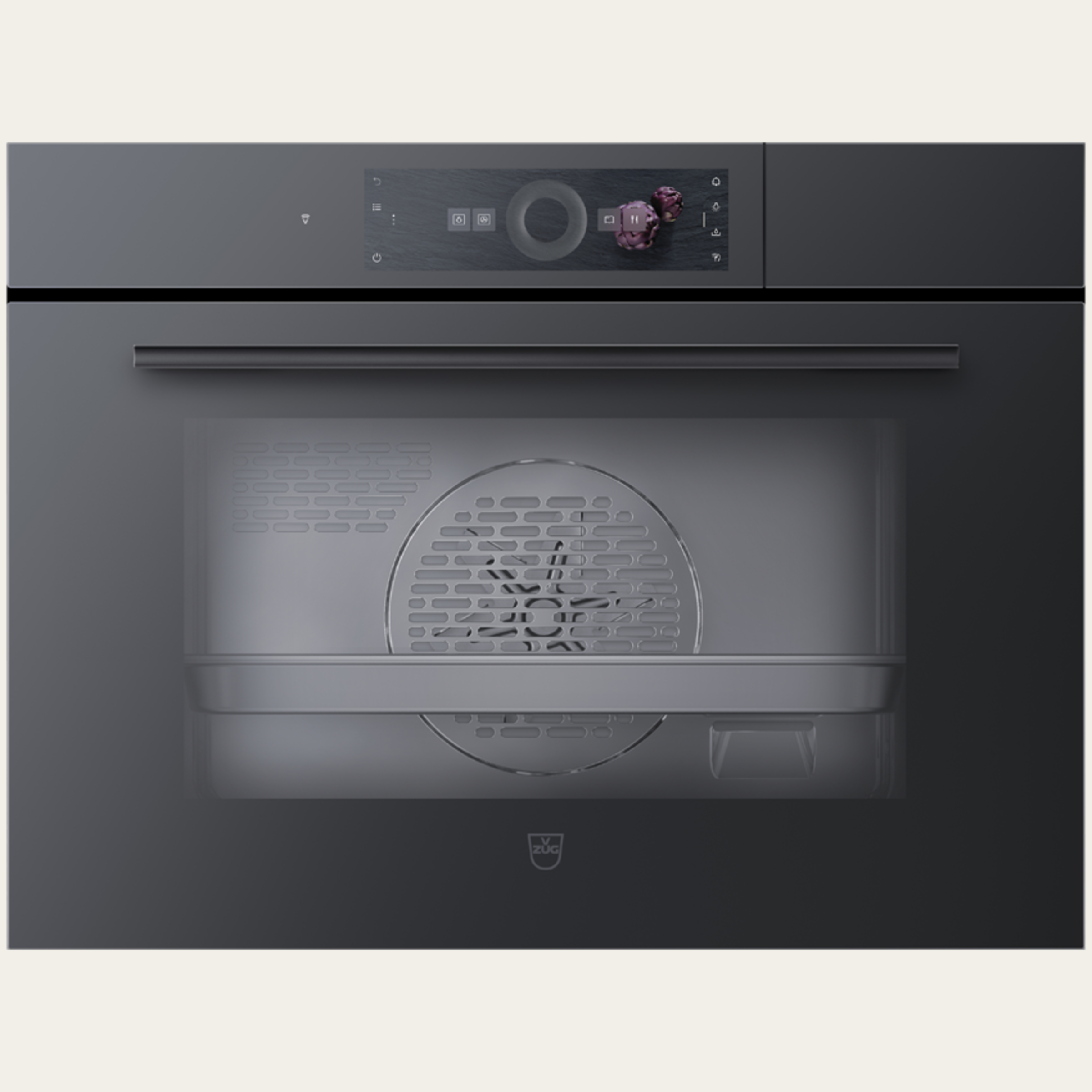 V-ZUG Forno a vapore CombiSteamer V6000 45F, Standard di larghezza: 60 cm, Norma per l'altezza: 45 cm, Vetro a specchio nero, Touchscreen con CircleSlider, V-ZUG-Home, Attacco idraulico per il collegamento alla rete