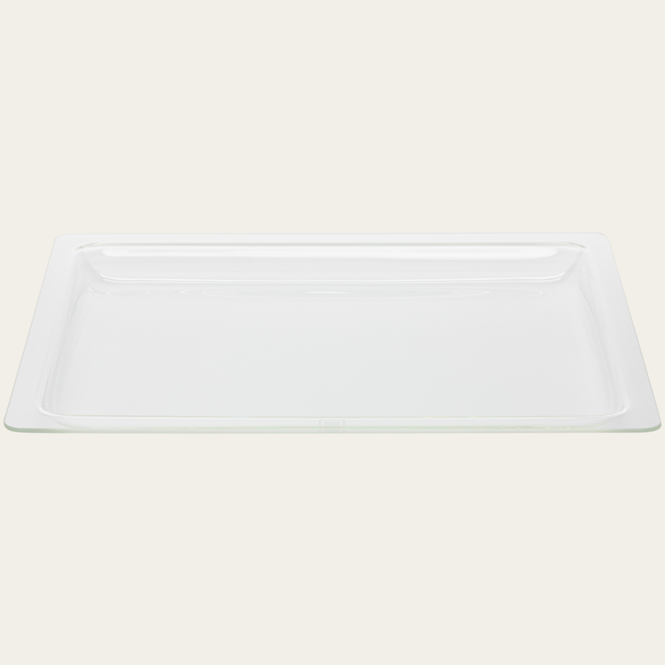 Glass plate, hardened, W × D × H: 430 × 370 × 27 mm