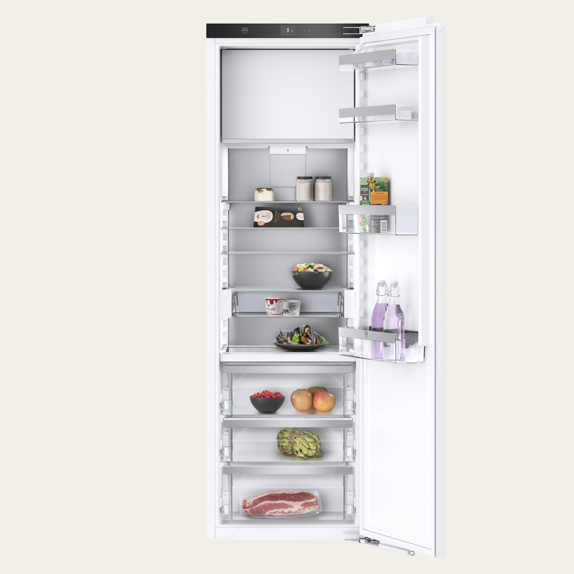 V-ZUG Refrigerator/freezer Cooler V4000 178KG, Standard width: 60 cm, Standard height: 177.8 cm, Fully integratable, Door hinge: Right, Energy efficiency class: C, TouchControl