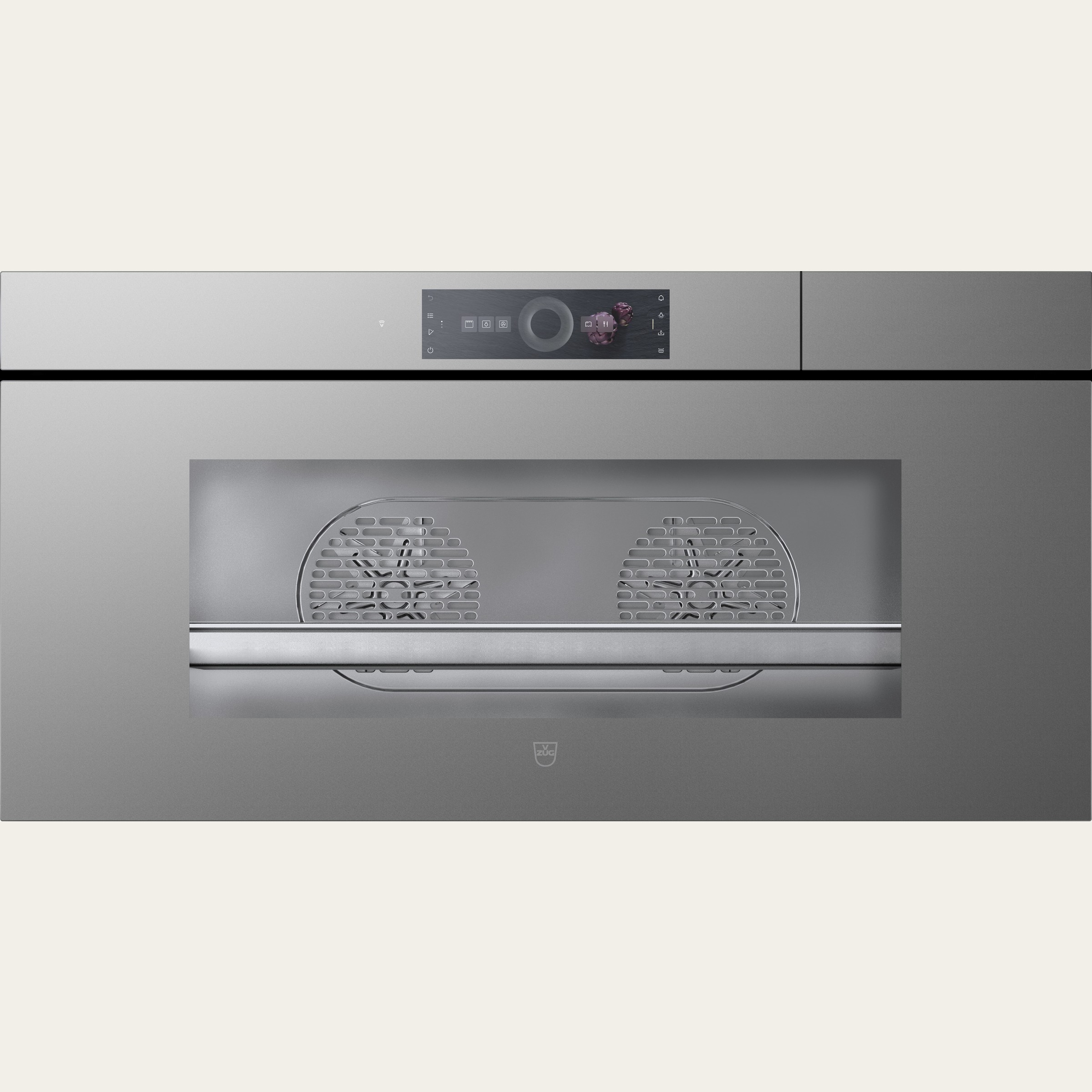 V-ZUG Steam cooker CombiSteamer V6000 45L Grand, Standard width: 90 cm, Standard height: 45 cm, Platinum mirror glass, Handle-Free, Touchscreen with CircleSlider, V-ZUG-Home