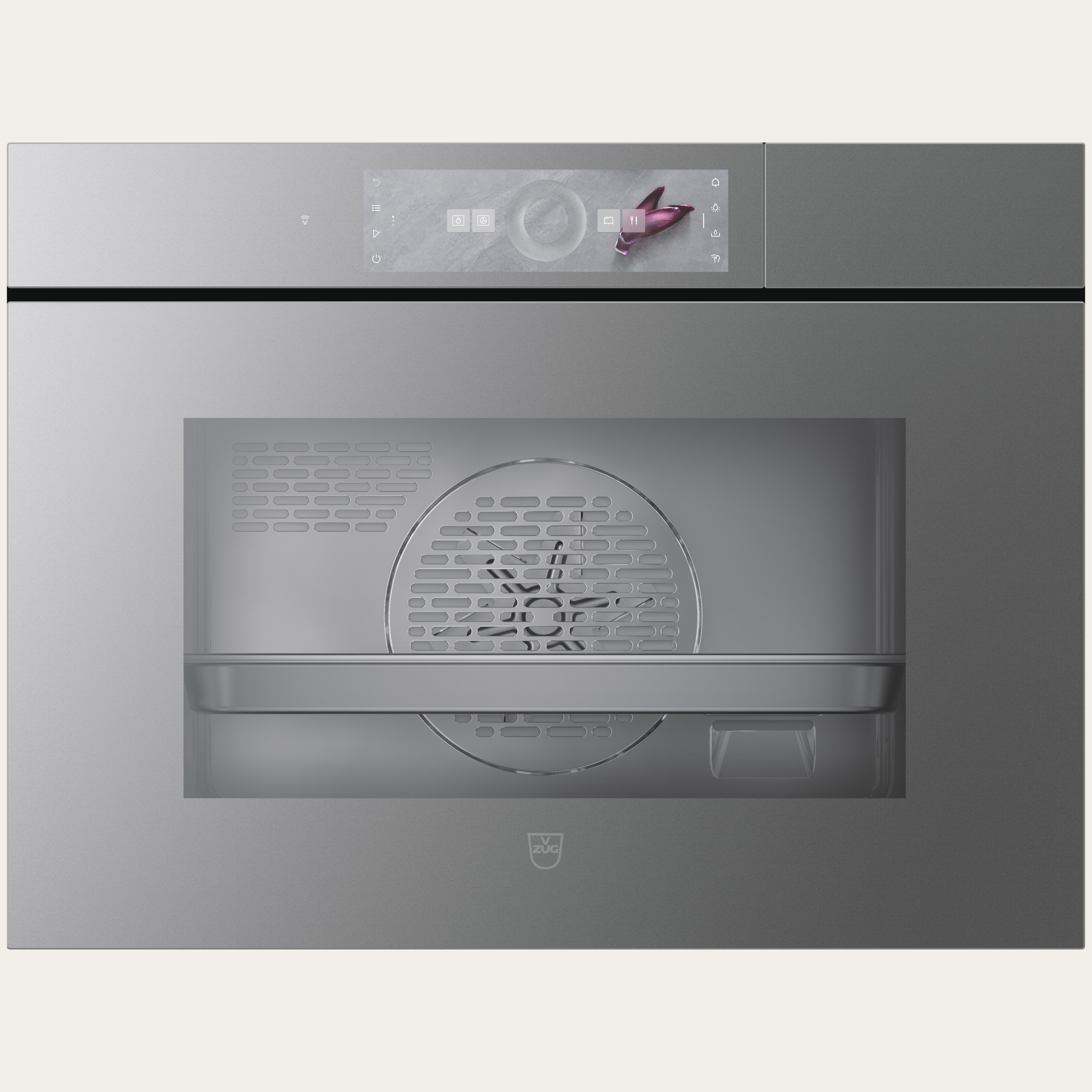 V-ZUG Steamer CombiSteamer V6000 45, Breitennorm: 60cm, Höhennorm: 45 cm, Spiegelglas Platinum, Grifflos, Touchscreen mit CircleSlider, V-ZUG-Home