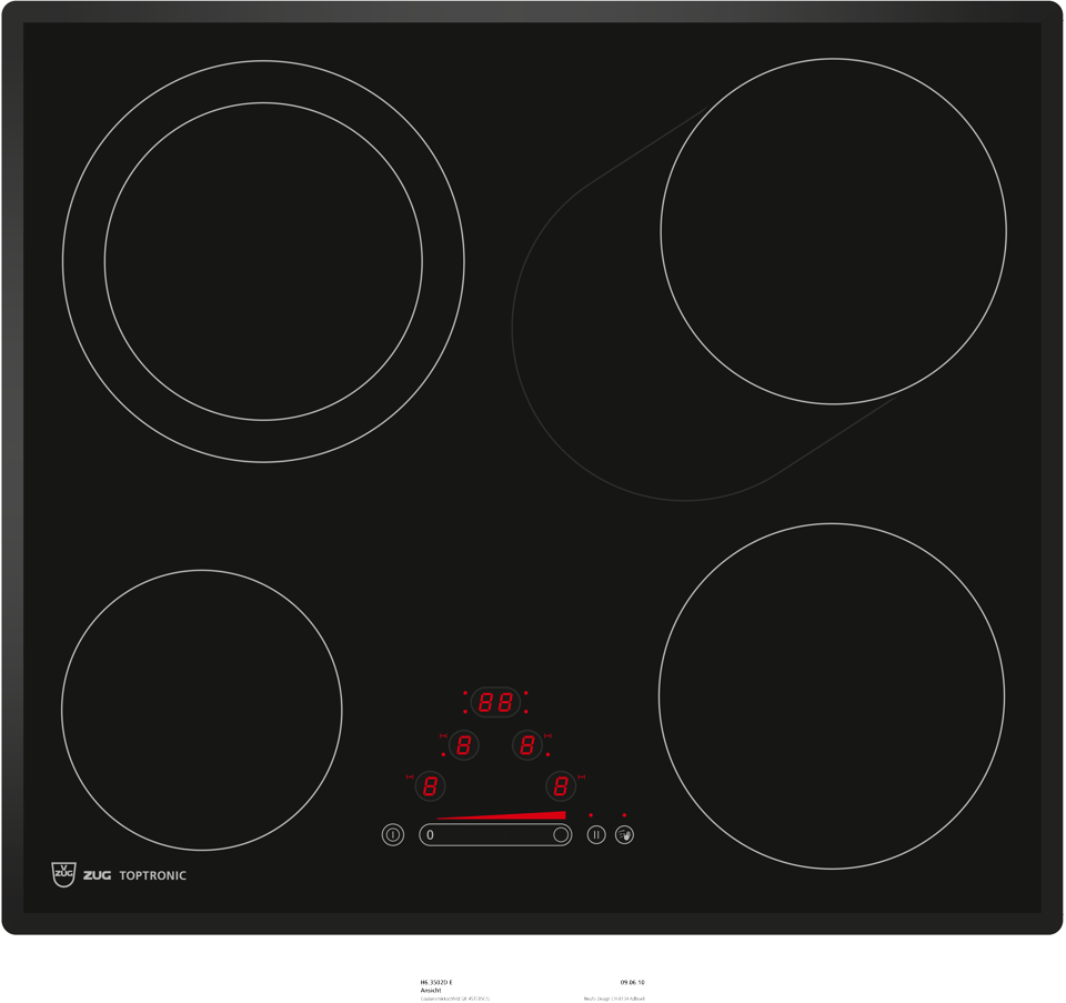 V-ZUG Electric hob GK45TEBS Slider, with faceting, warming zone