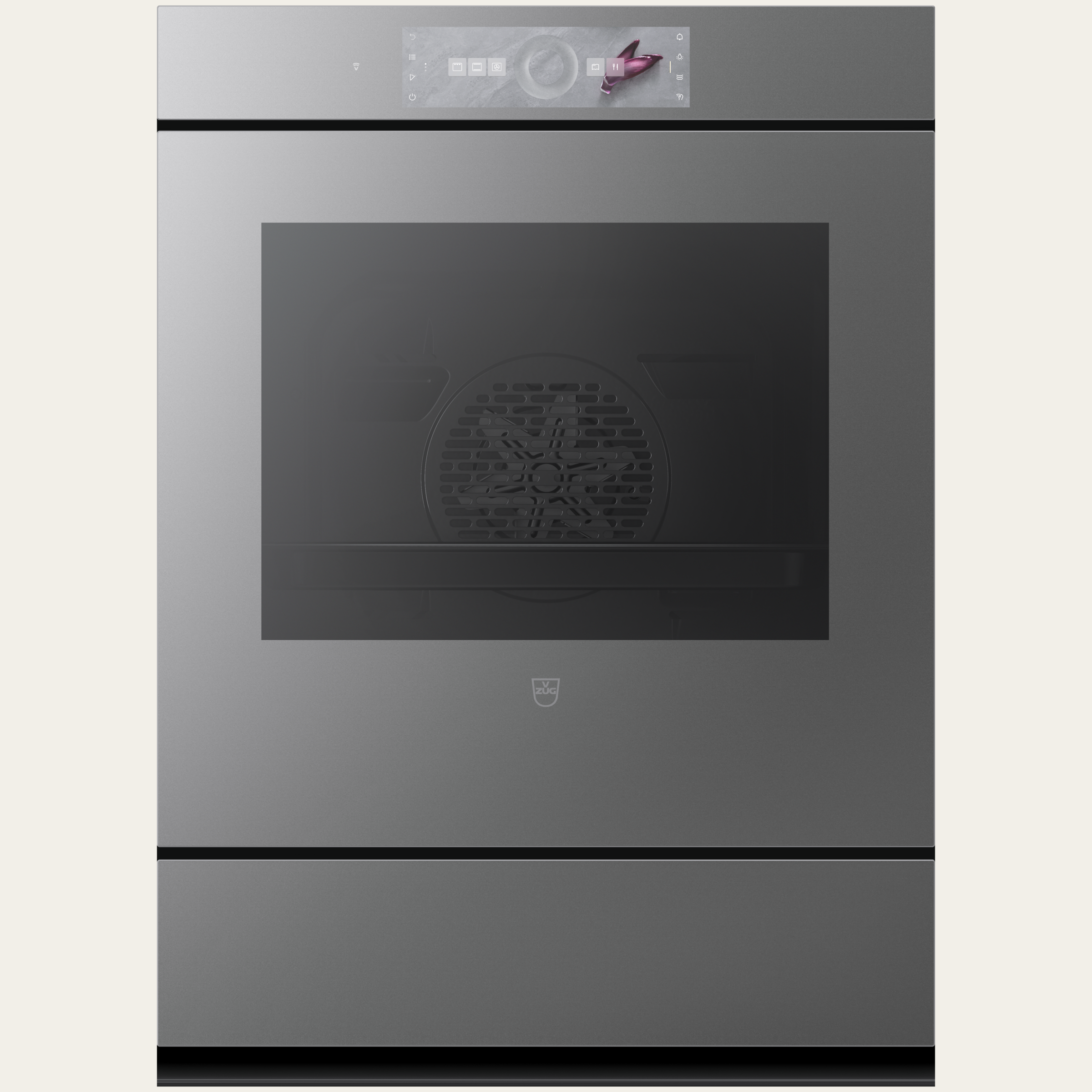 V-ZUG Four Combair V6000 76C, Norme largeur: 55 cm, Norme de hauteur: 76.2 cm, Miroir Platinum, Sans poignée, Écran tactile avec CircleSlider, V-ZUG-Home, TopClean, Tiroir chauffant de l’appareil