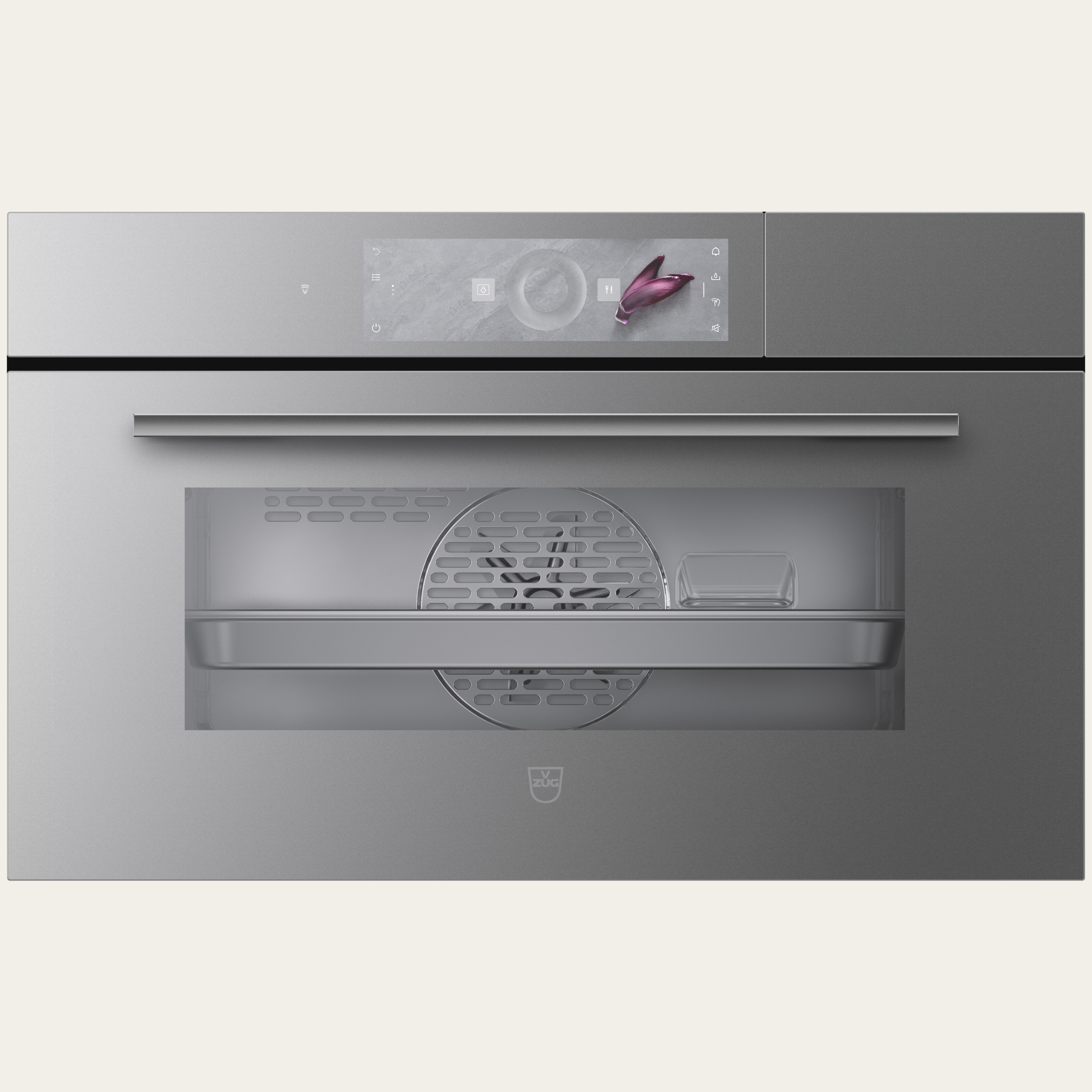 V-ZUG Steamer Steamer V4000 38, Breitennorm: 60 cm, Höhennorm: 38.1 cm, Spiegelglas Platinum, Touchscreen mit CircleSlider, V-ZUG-Home