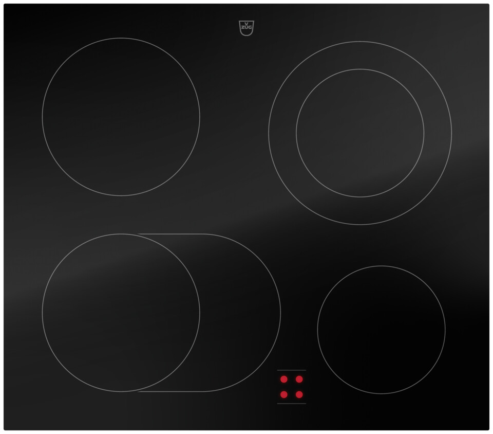 V-ZUG Table de cuisson CookTop V400 E604B, Corps de chauffe à rayonnement, Norme