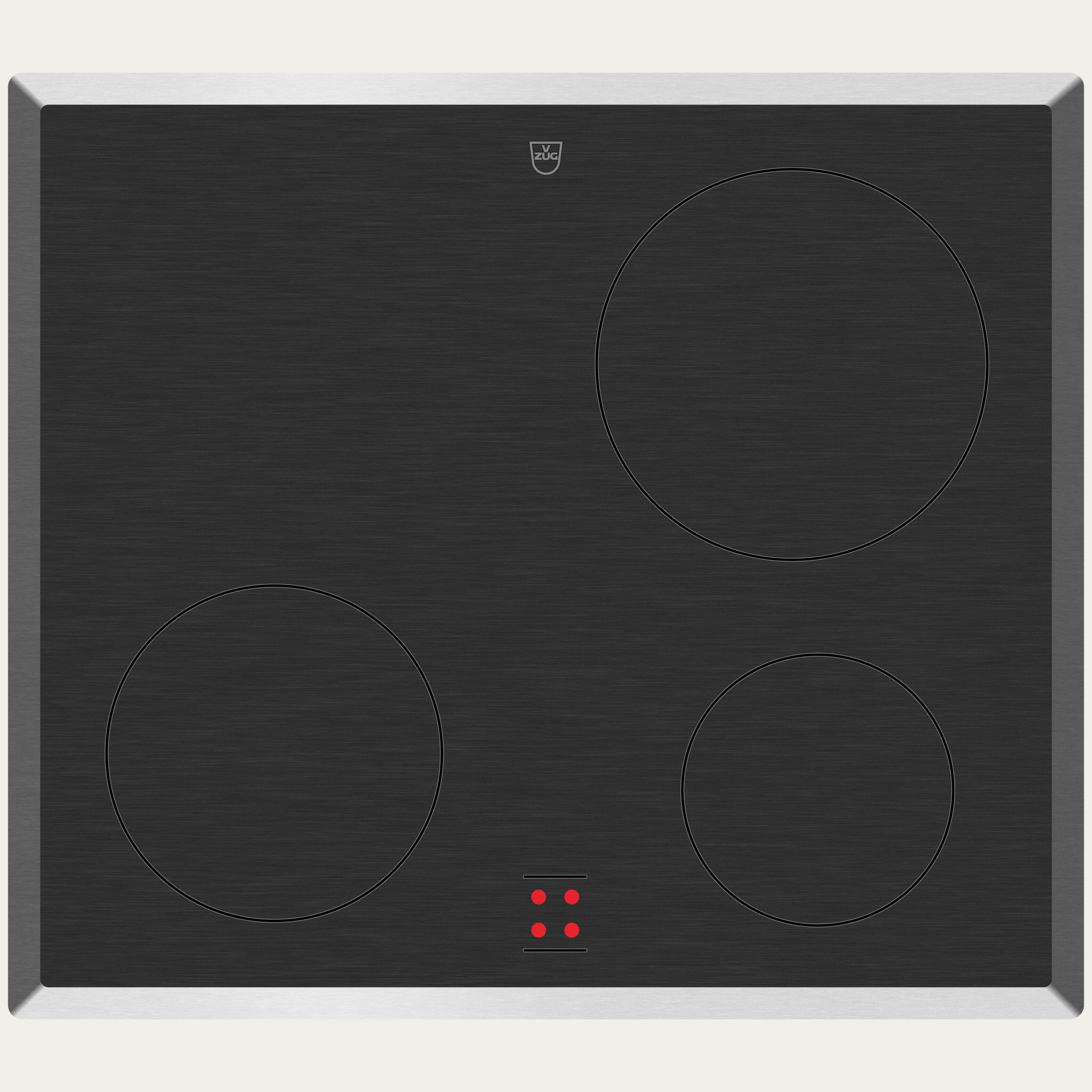 V-ZUG Hob CookTop V200 E603, radiant heating element, Standard width: 60 cm, Classic design, Chrome frame, External operation via cooker, Cookingzones: 3