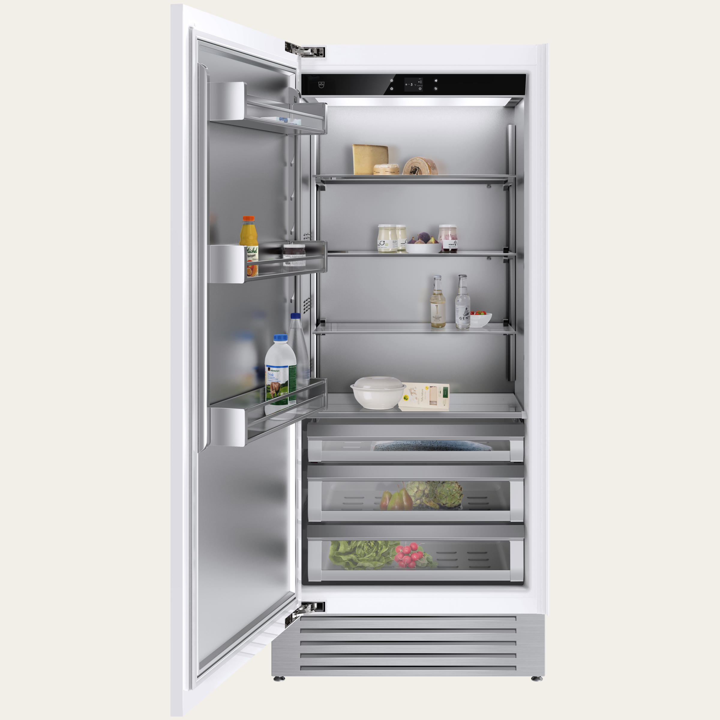 V-ZUG Refrigerator/freezer Cooler V6000 Supreme, Standard width: 90 cm, Standard height: 205 cm, Fully integratable, Door hinge: Left, Energyefficiency rating: F, TouchControl