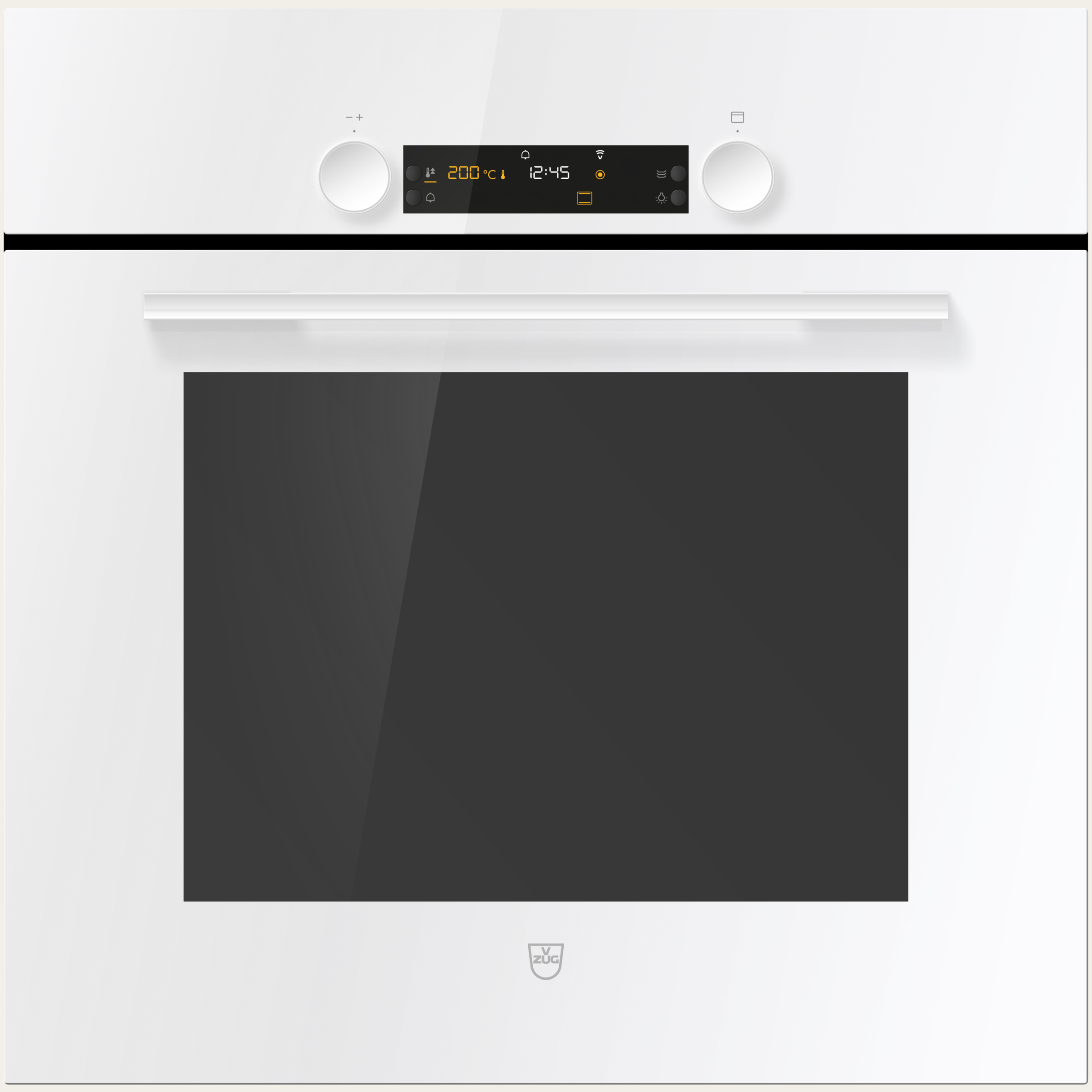 V-ZUG Backofen Combair V600 6U, Breitennorm: 60 cm, Höhennorm: 60 cm, Glas Weiss, Griff: Weiss, Einbau in Unterschrank, Drehschalter, V-ZUG-Home