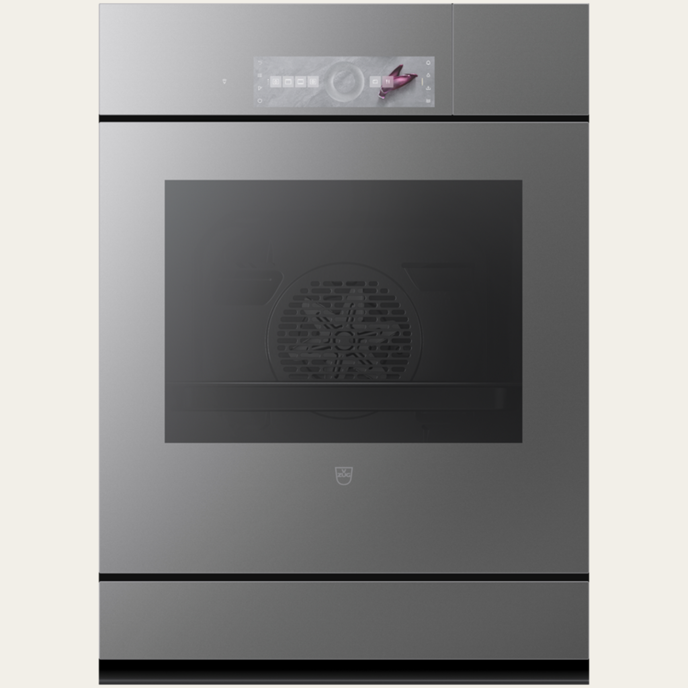 V-ZUG Steamer CombairSteamer V6000 7UC, Breitennorm:55 cm, Höhennorm: 76.2 cm, Spiegelglas Platinum, Griff: Grifflos, Einbau in Unterschrank, Touchscreen mitCircleSlider, V-ZUG-Home, Geräteschublade beheizbar